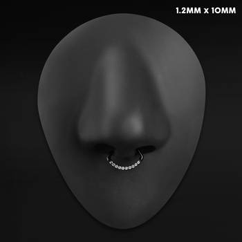 Titanium Marquise Hinged Septum Ring with Clear Gems