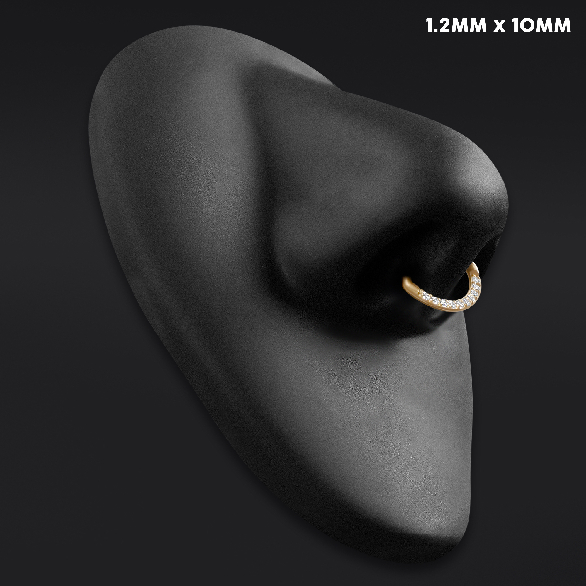  Oval Septum Clicker, Gold, Clear Jewelled, Titanium, 1.2mm