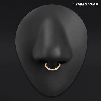 Oval Septum Clicker, Gold, Clear Jewelled, Titanium, 1.2mm