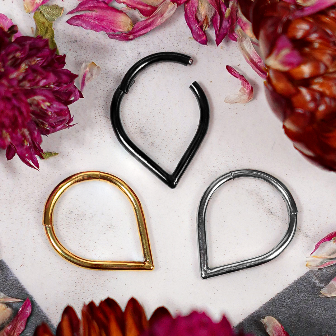 Titanium Hinged Teardrop Septum Ring 1.2mm