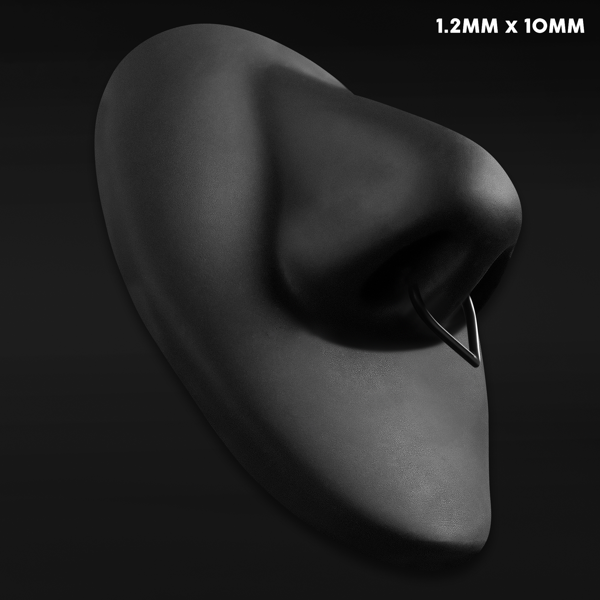  Teardrop Septum Clicker, Black, Titanium, 1.2mm