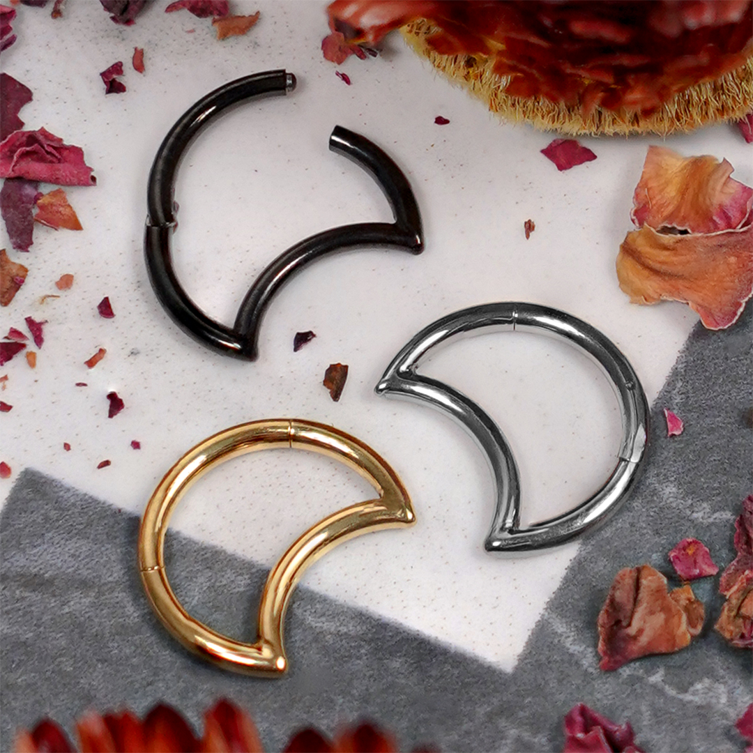 Titanium Crescent Moon Hinger Septum Ring