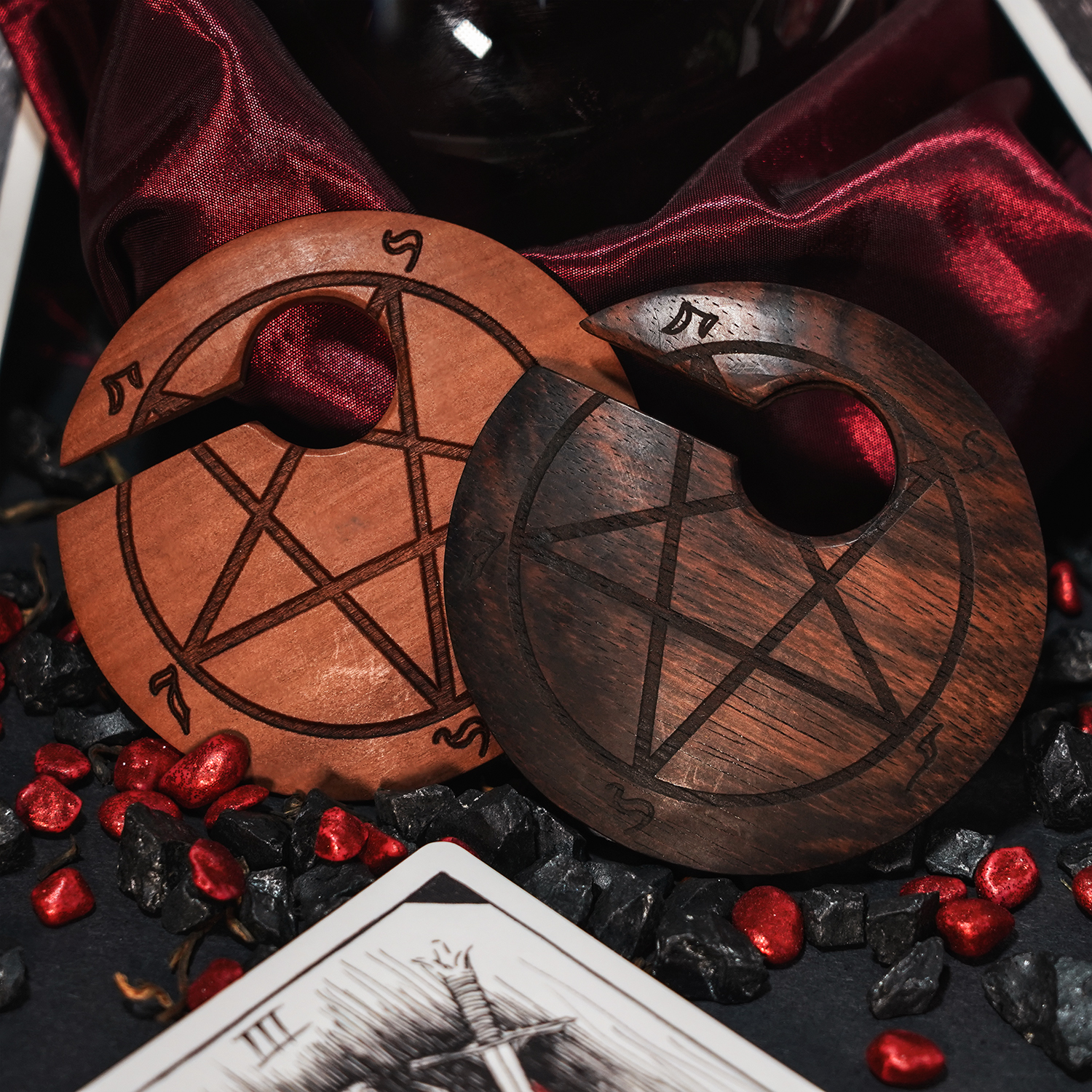  Pentagram - Ebony Offset Keyhole Wooden Ear Weights (Pair)