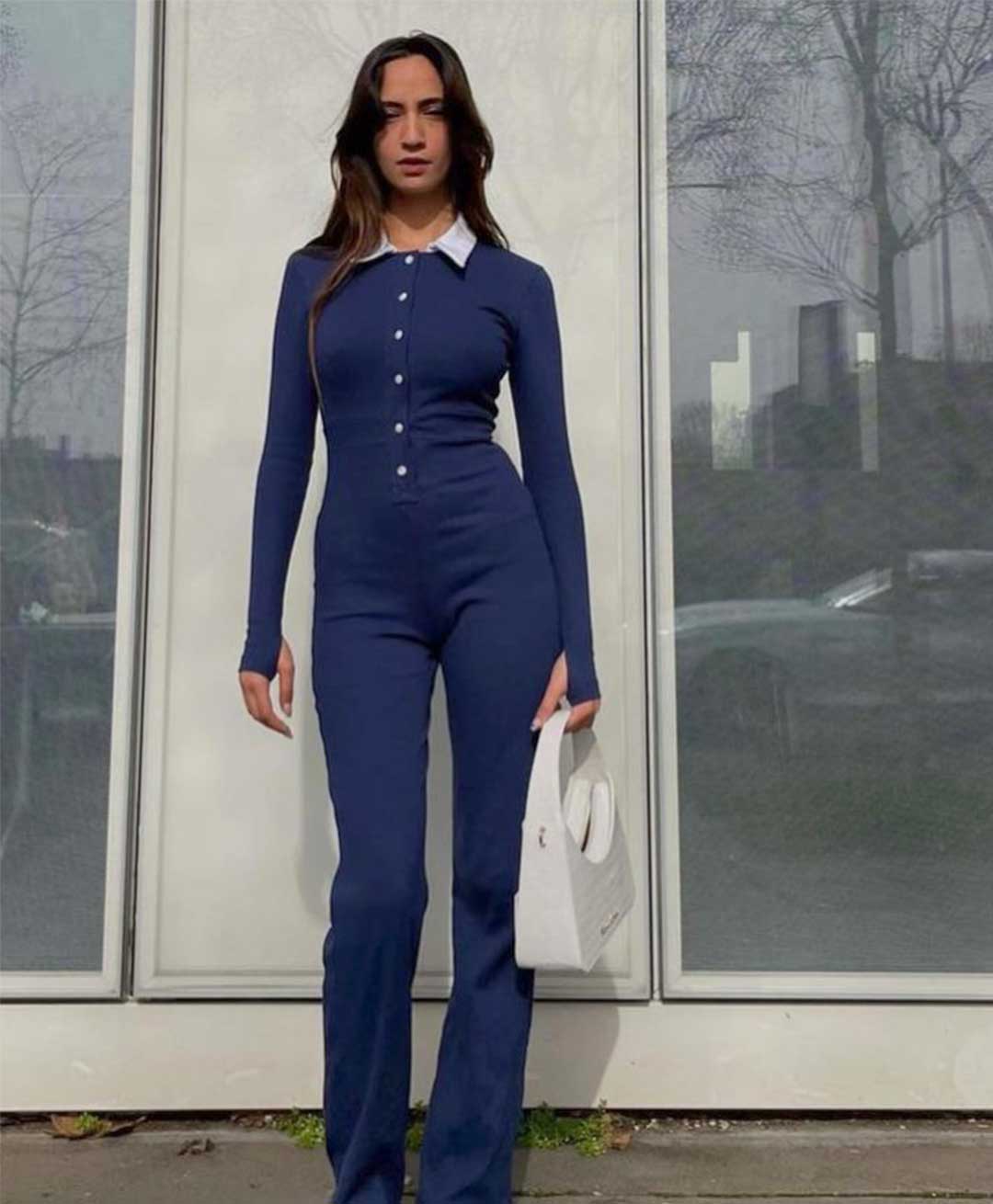 Peachy den blue jumpsuit Clearance