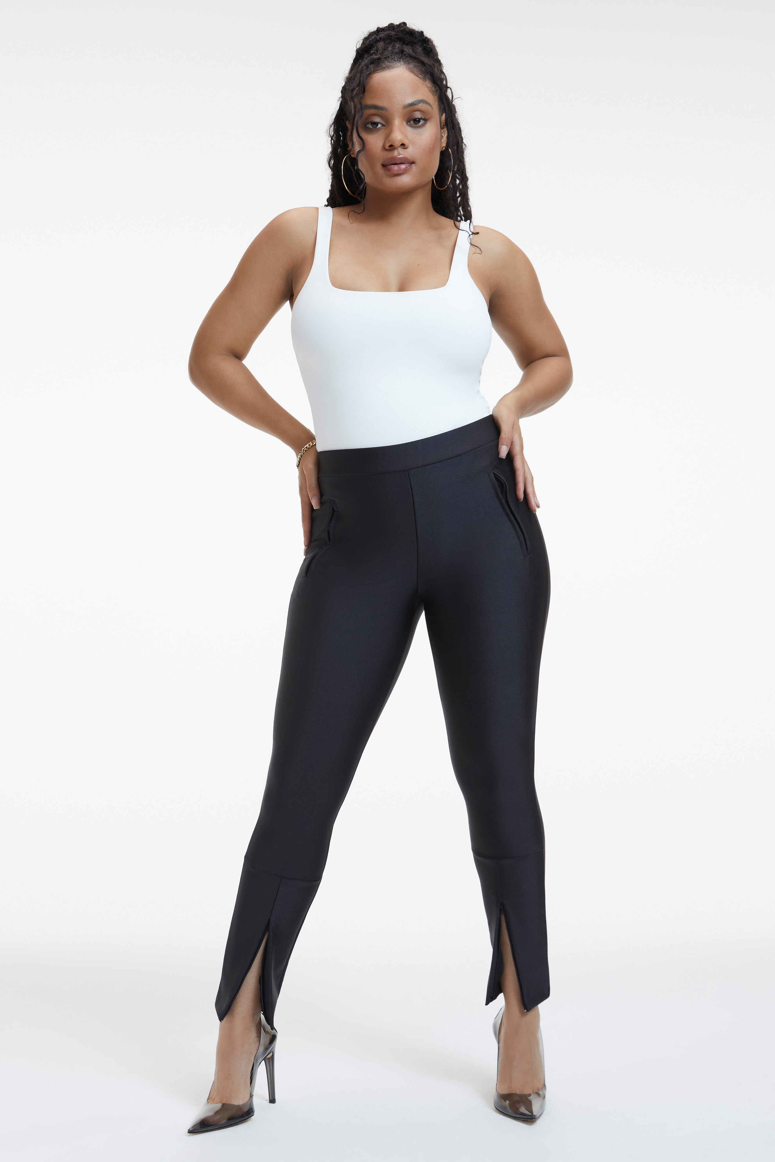 Styled with COMPRESSION SHINE SLIM PANTS | BLACK001