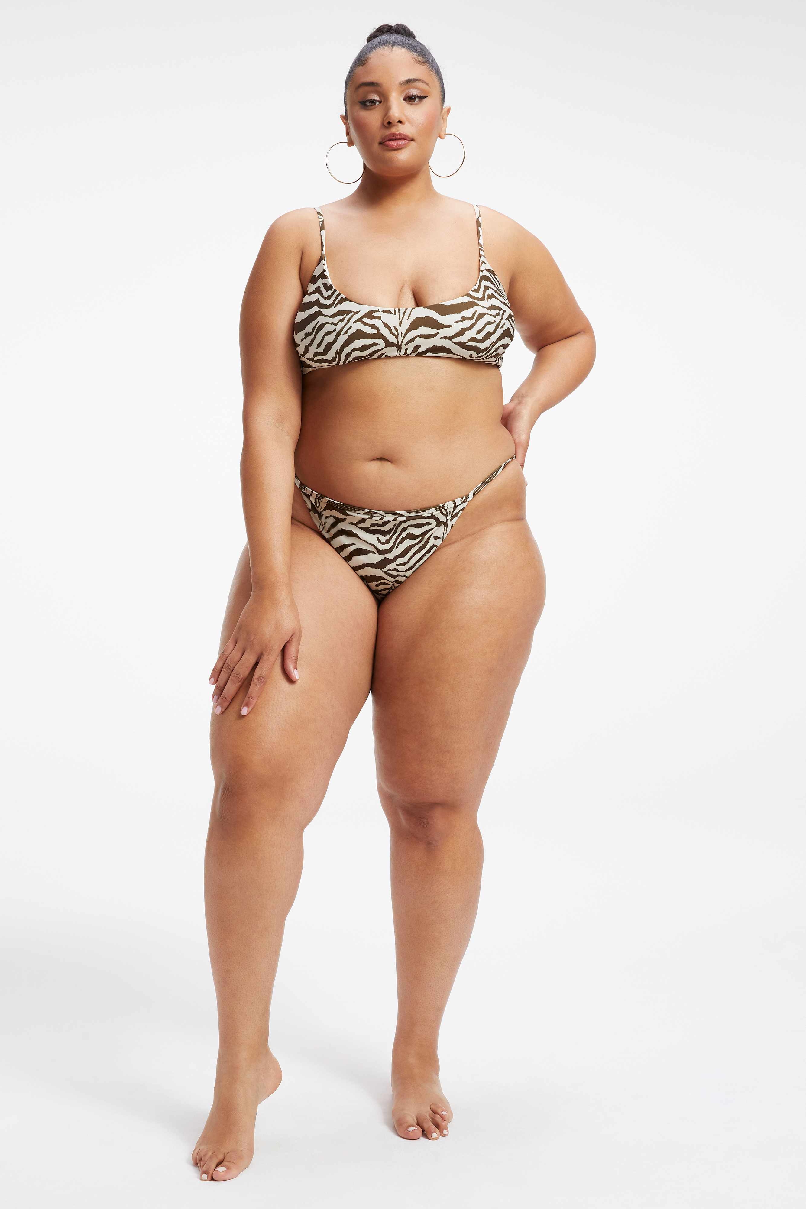 SATIN PERFECT FIT BOTTOM in ZEBRA001 styled with our or SATIN DEMI TOP in ZEBRA001