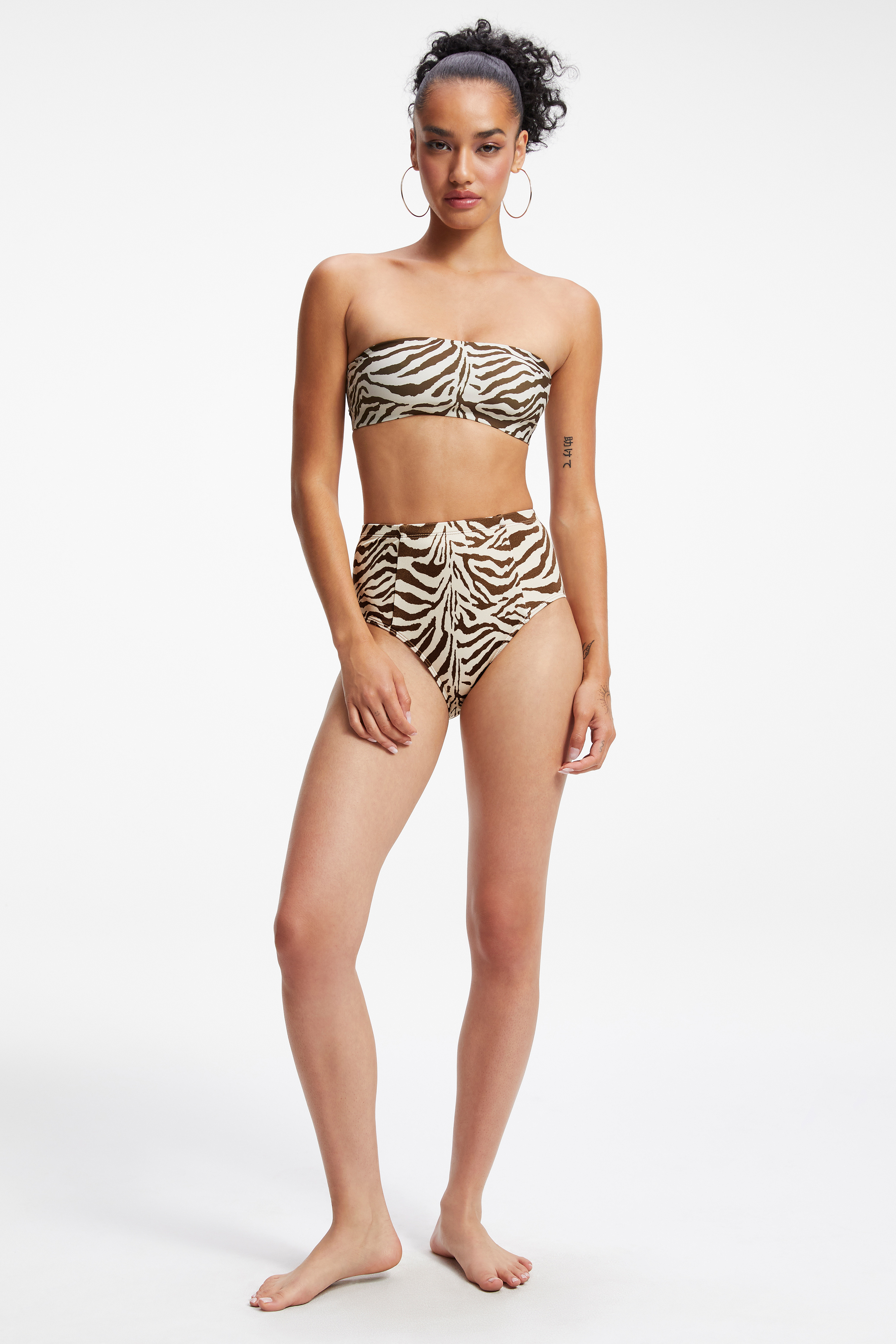Figleaves Curve Leopard Bikini Plus Size Brief High Waist Beach