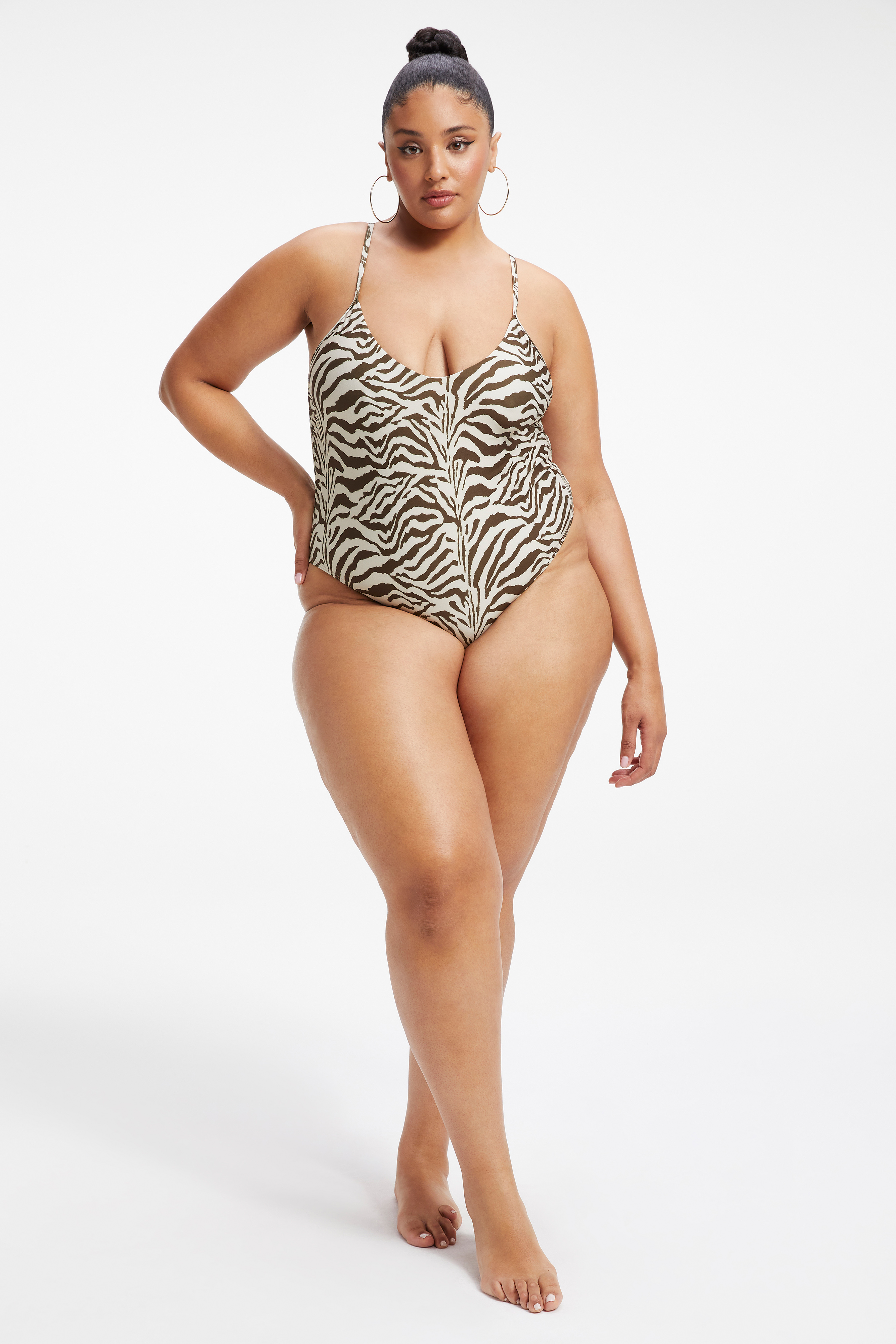 SATIN ONE-PIECE in ZEBRA001 styled with our or SPARKLE '90S SLIP DRESS in BLACK001