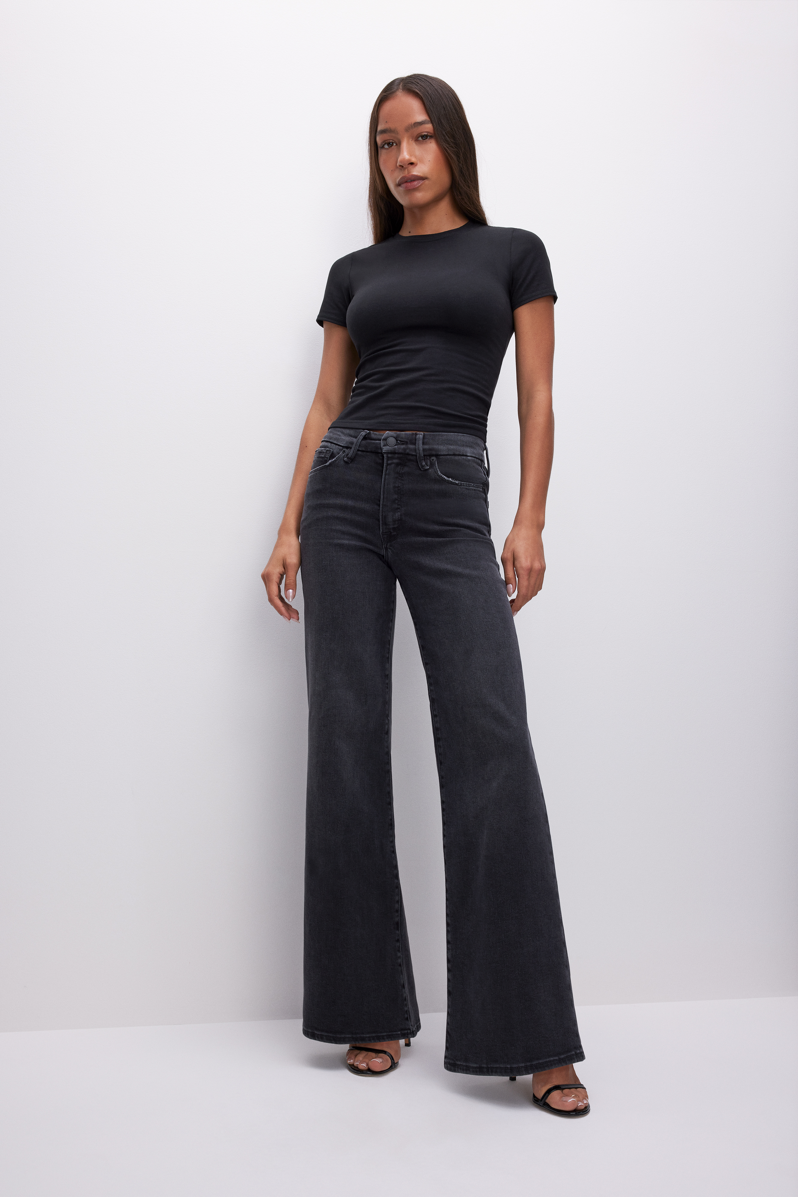 Styled with GOOD WAIST PALAZZO JEANS | BLACK289
