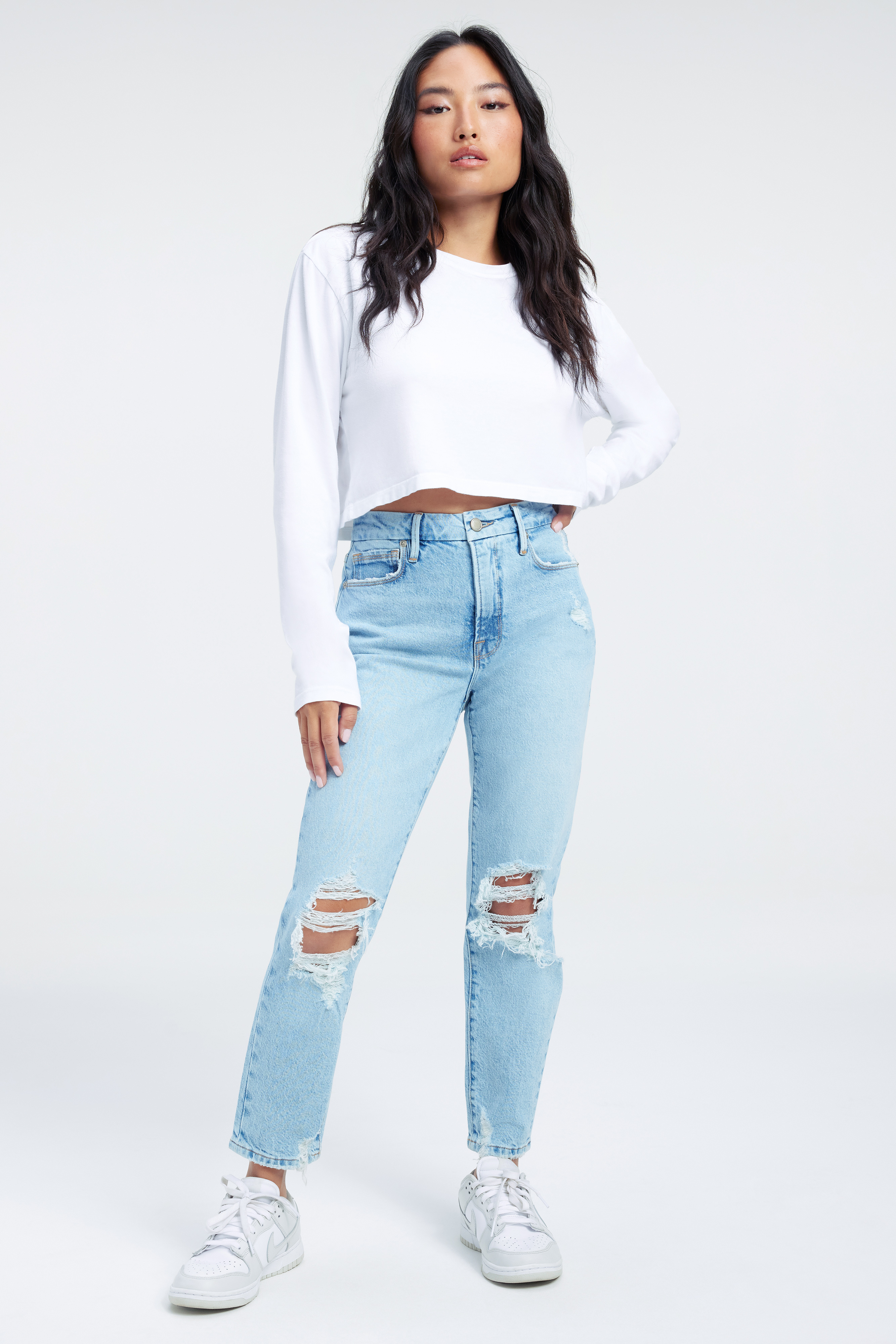 Styled with GOOD PETITE GIRLFRIEND JEANS | INDIGO251