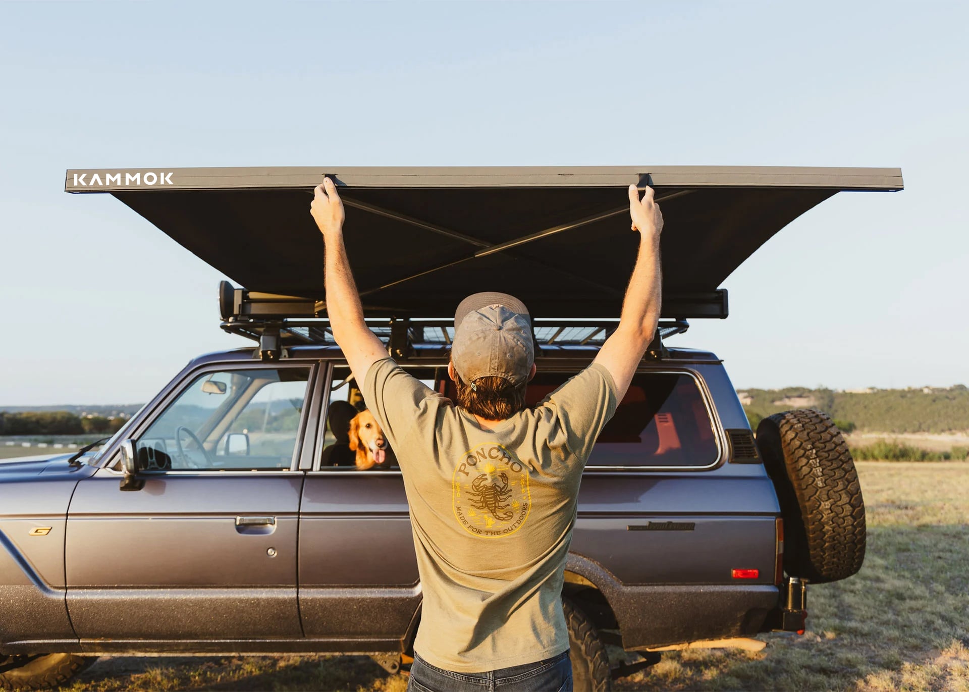 Seven foot Crosswing awning in Granit Gray deployed to 4.9 ft.