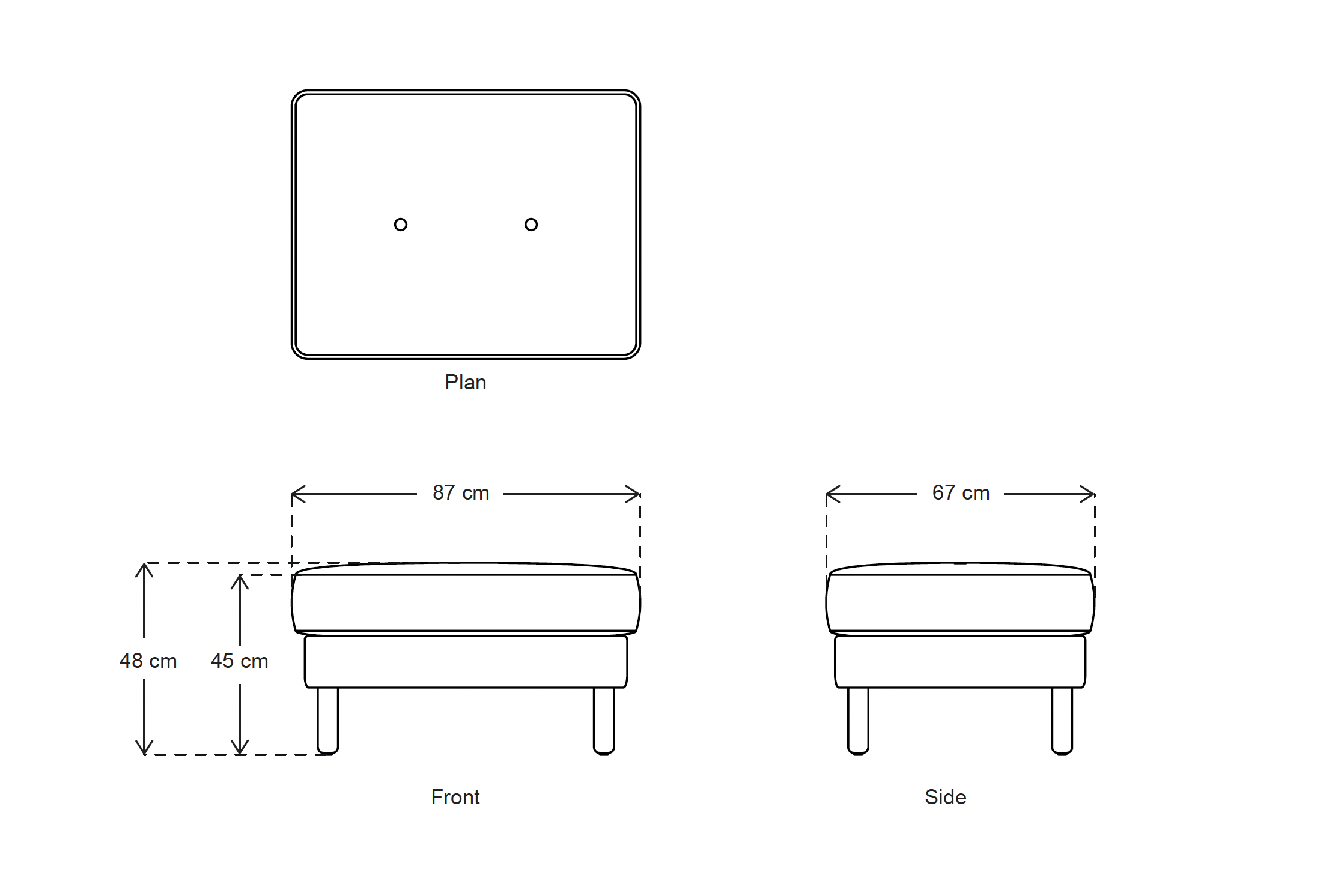 Ottoman sofa dimensions