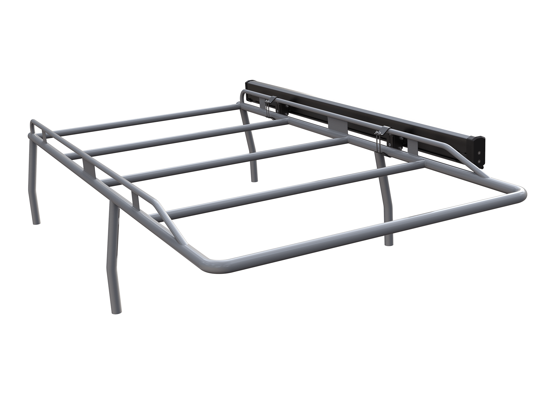 Clamp to baskets and racks with two horizontal parallel bars.