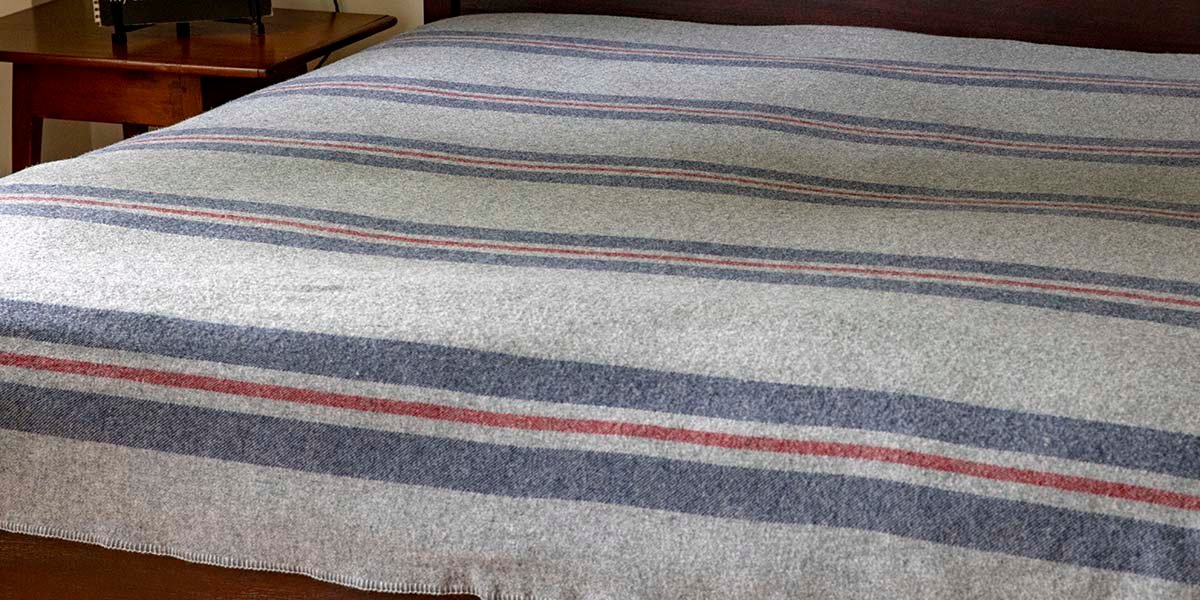 image of Factory Second Cabin Wool Blanket - Heather Gray/Olive