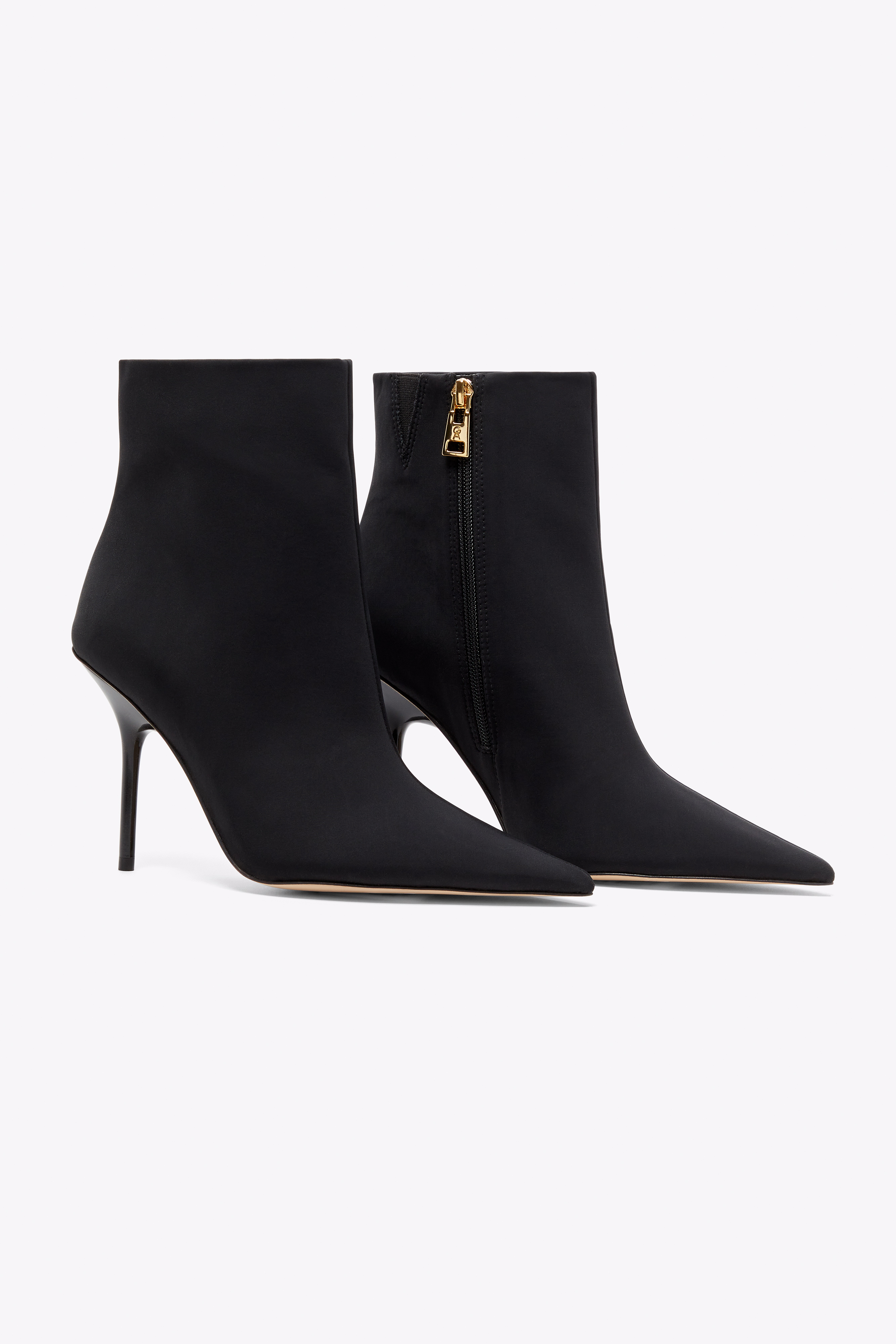 CLASSIC HEEL BOOTIE in BLACK001 styled with our SCUBA DIAMOND BLAZER in BLACK001, SCUBA BOOTCUT in BLACK001, or SCUBA SLIM FLARE PANT in BLACK001