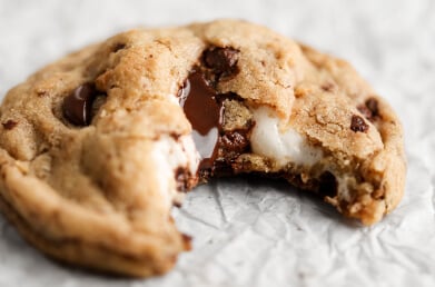 A chocolate chip cookie made with Navitas Organics Semi-sweet Cacao Wafers.