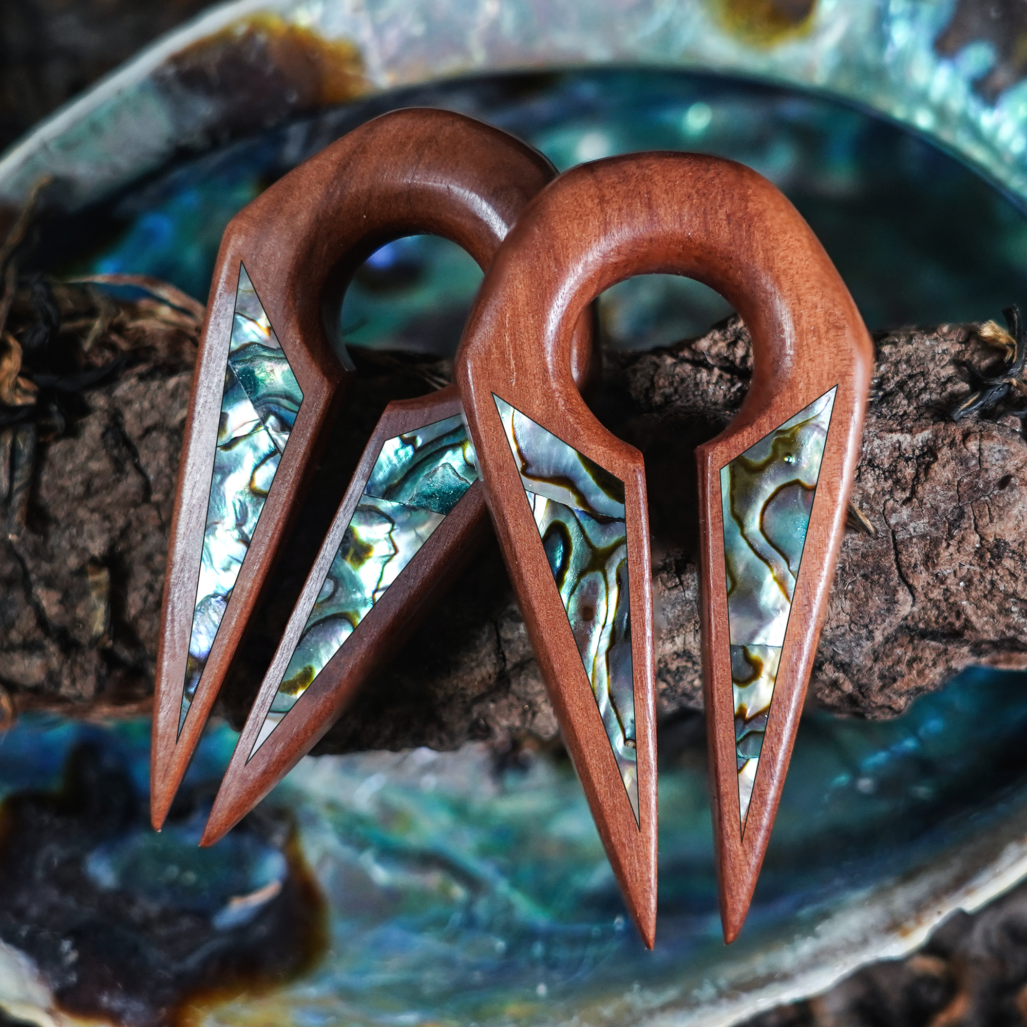 High quality  Saba Abalone - Keyhole Ear Weights (Pair)
