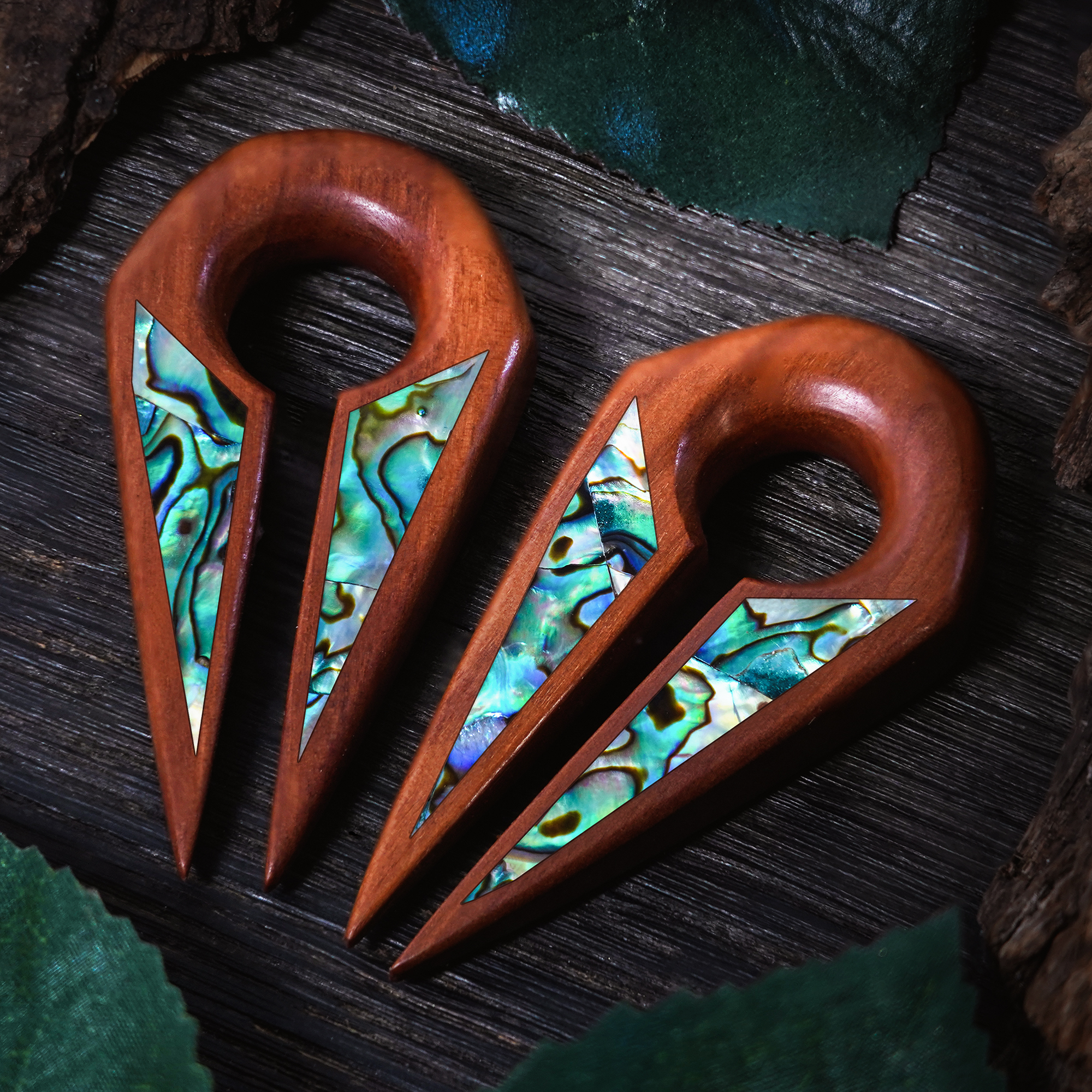 Amazing  Saba Abalone - Keyhole Ear Weights (Pair)