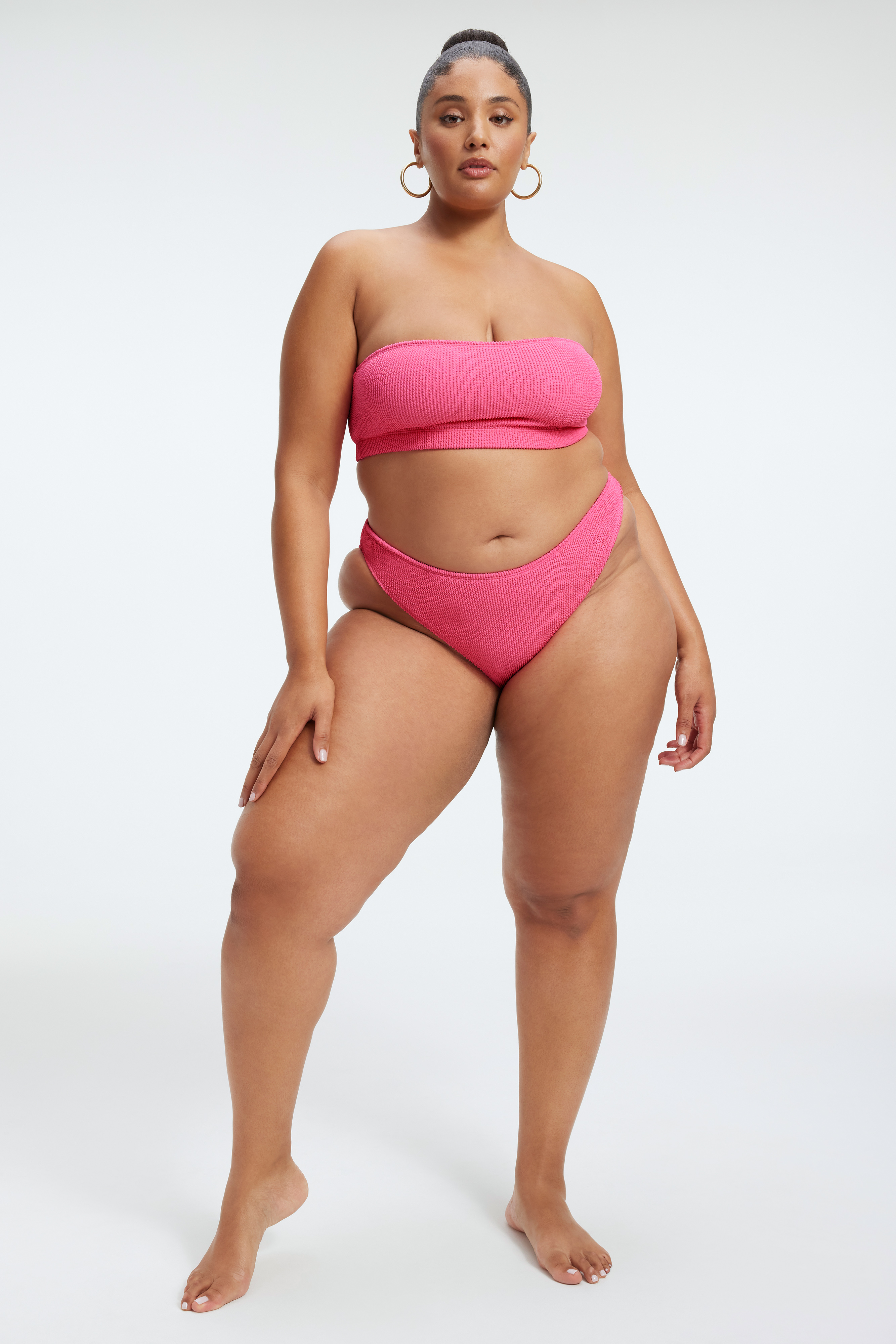 ALWAYS FITS BETTER BIKINI BOTTOM in BRIGHTPINK001 styled with our or ALWAYS FITS SCOOP BIKINI TOP in BRIGHTPINK001