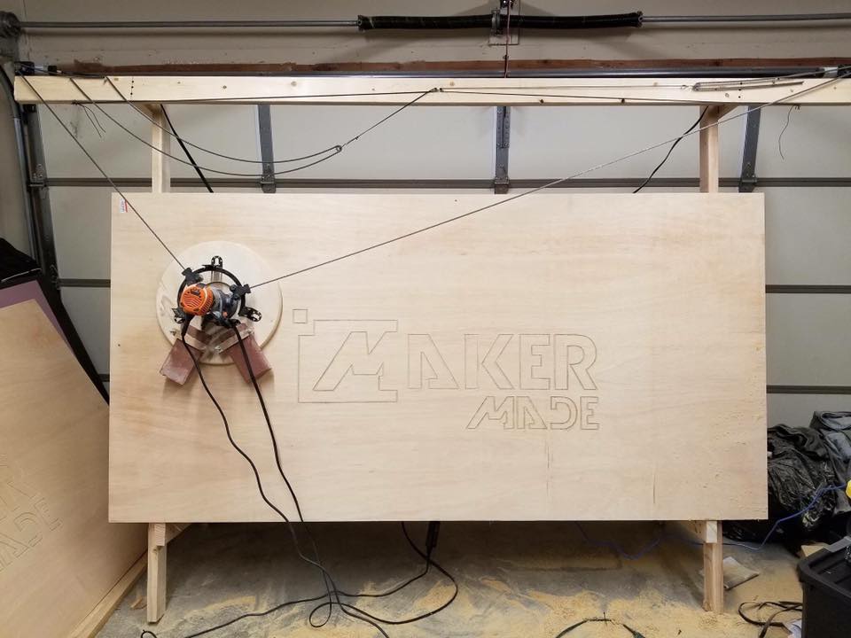 Maslow CNC cuts 4x8 sheet of plywood