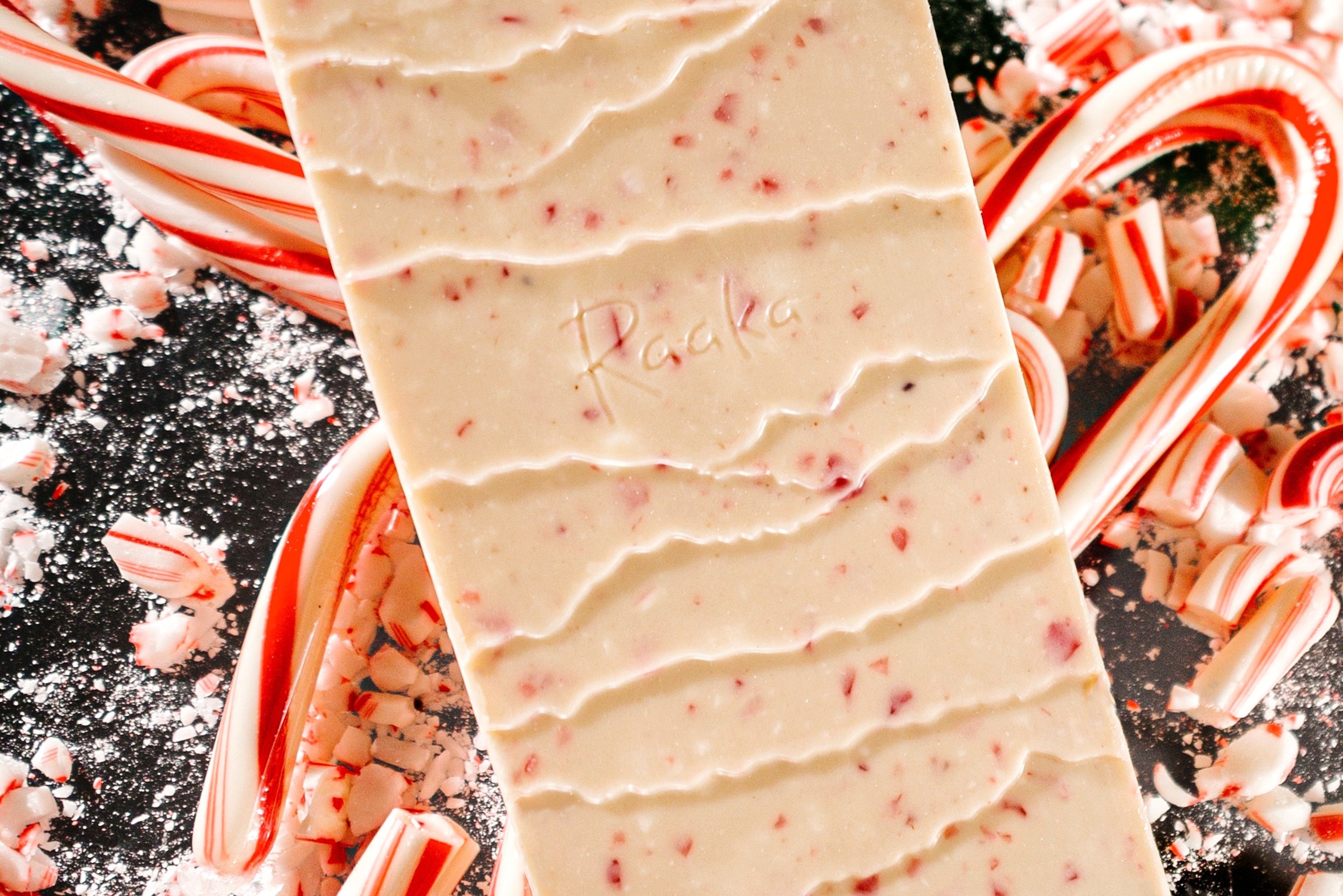 Close up of Candy Cane white chocolate