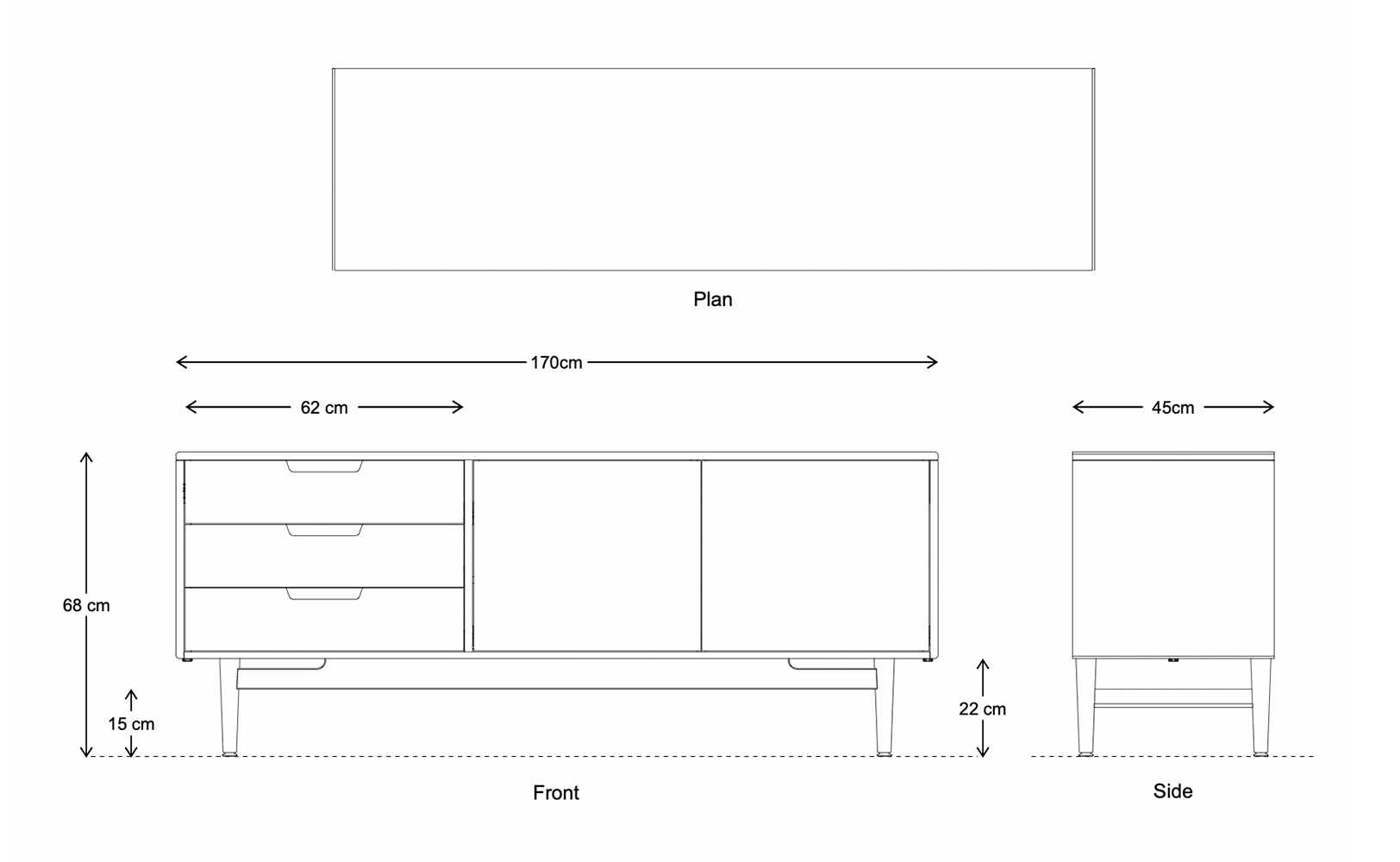 sideboard line drawings