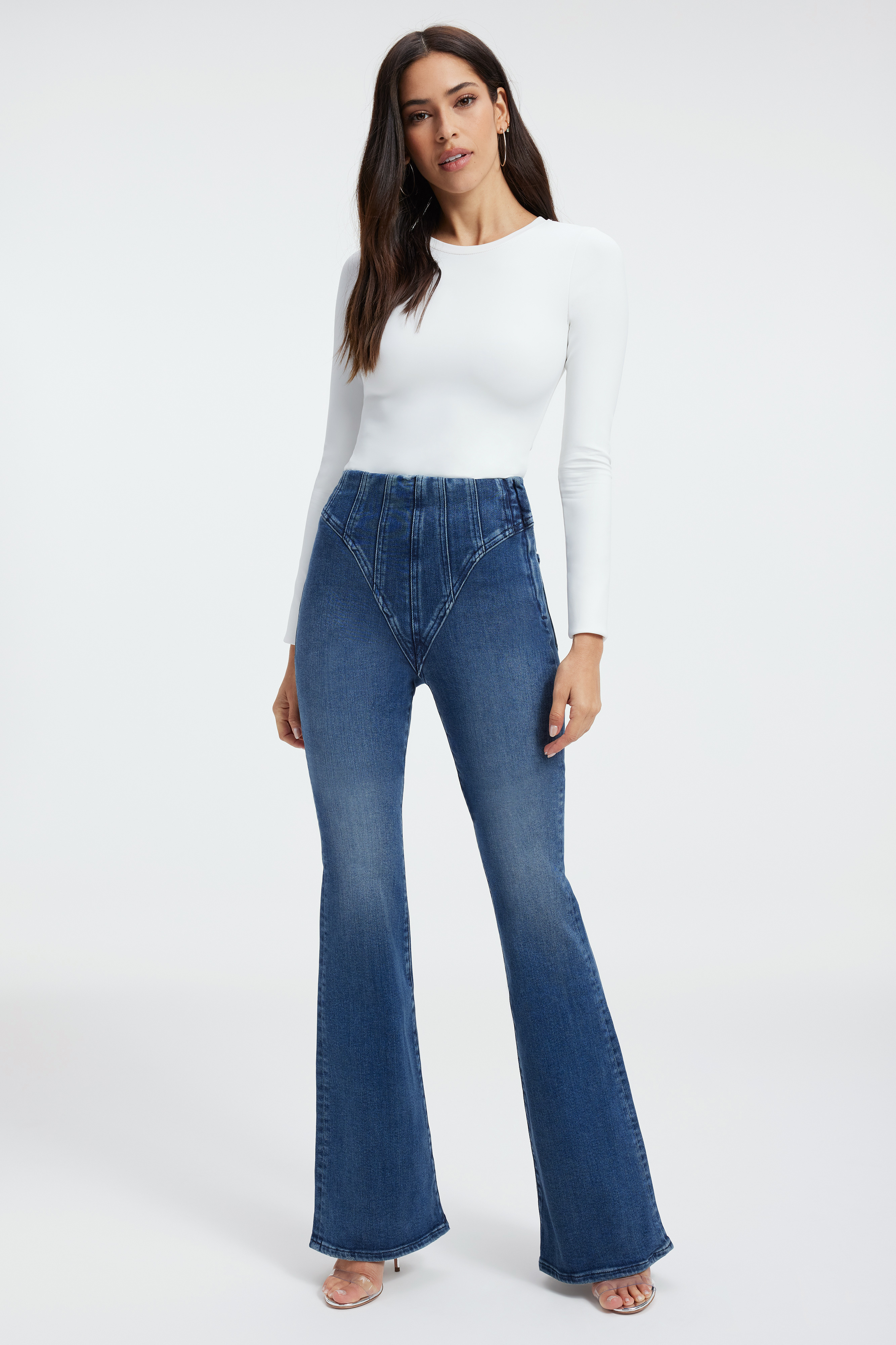 Styled with GOOD LEGS FLARE MEGA COMPRESSION JEANS | INDIGO443