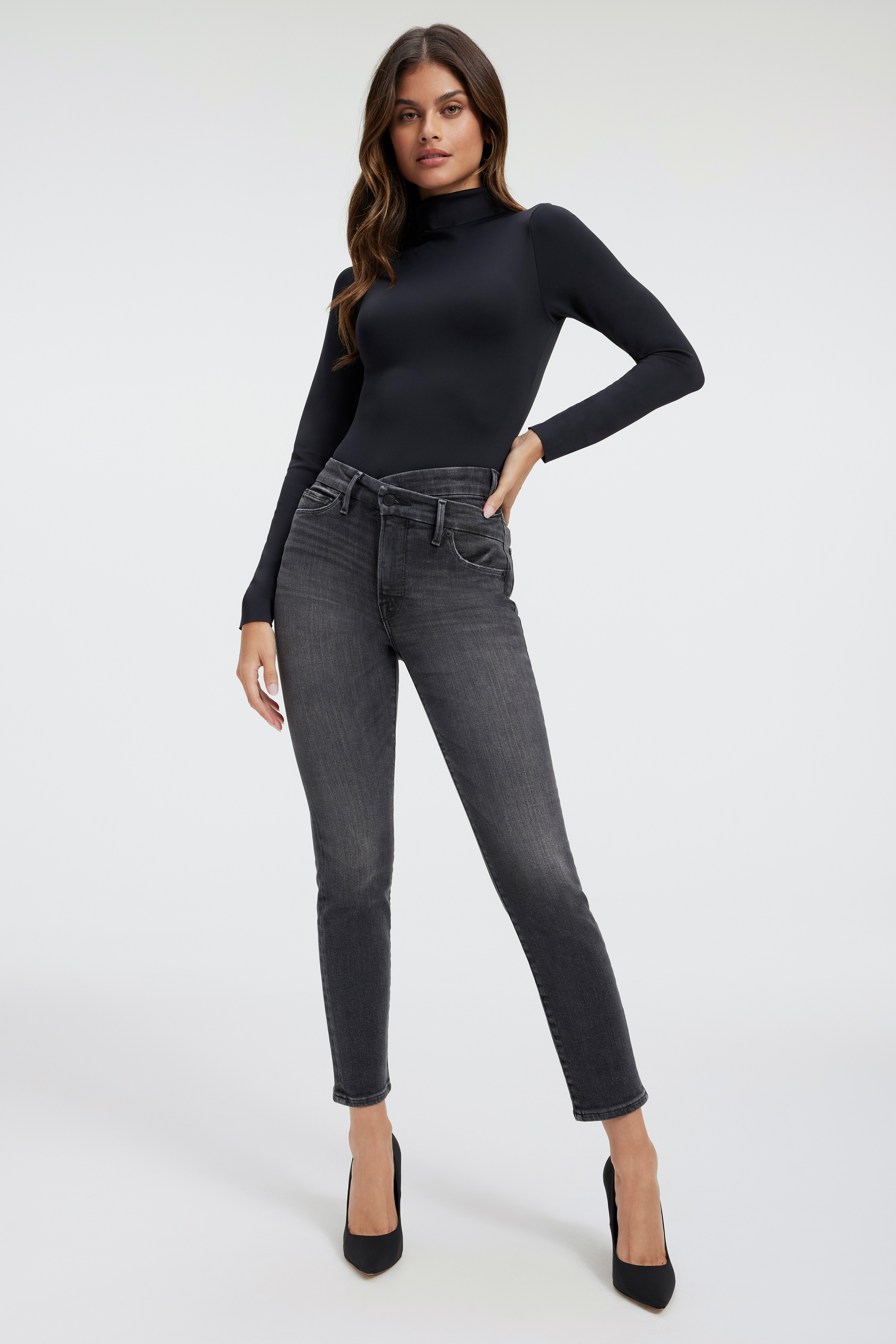 Styled with GOOD CLASSIC SLIM STRAIGHT JEANS| BLACK219
