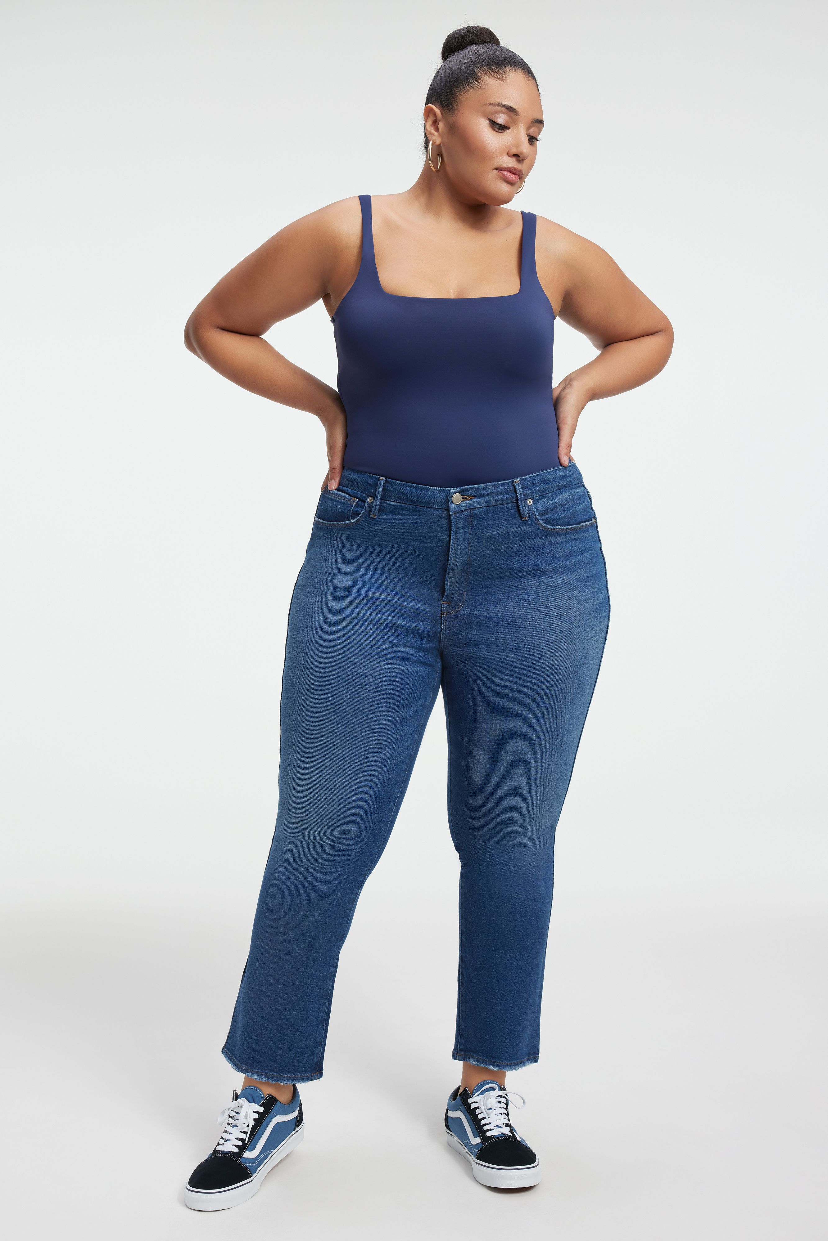 Styled with GOOD CURVE STRAIGHT JEANS | INDIGO336