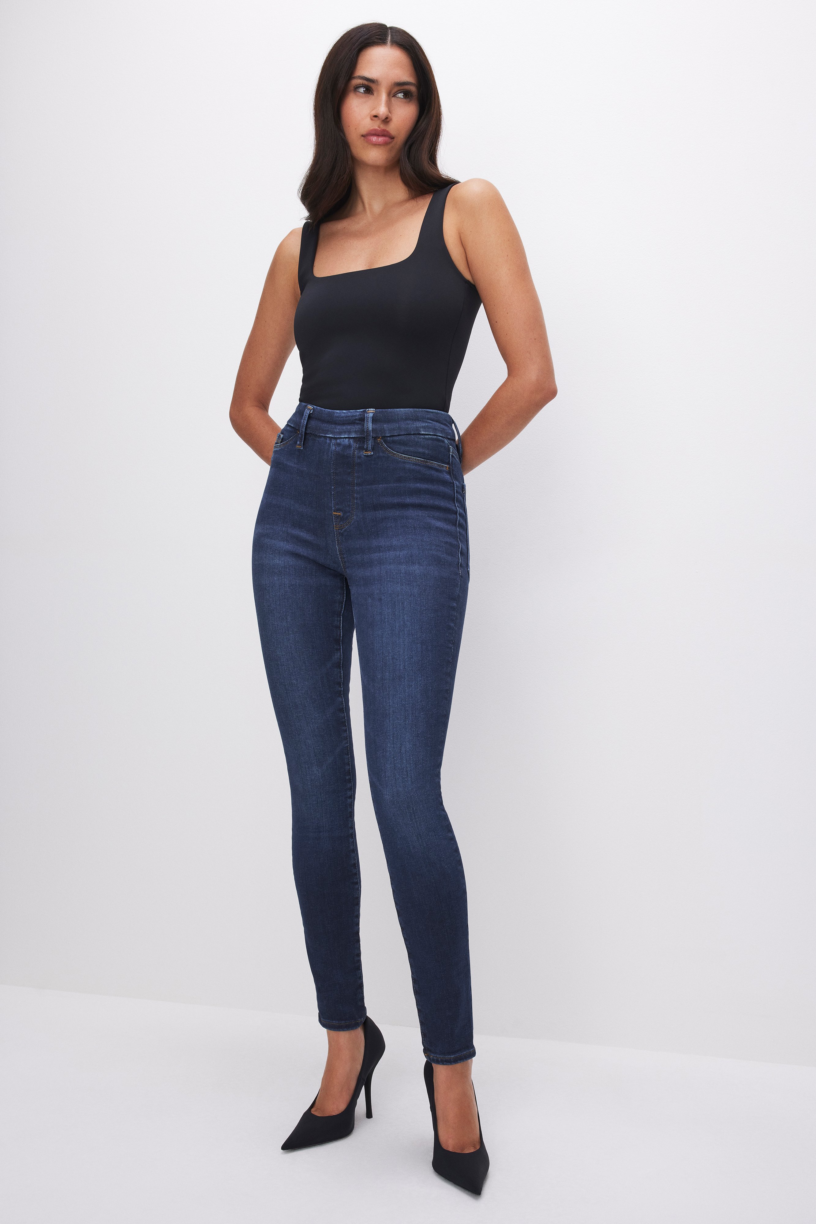 Styled with POWER STRETCH PULL-ON SKINNY JEANS | INDIGO491