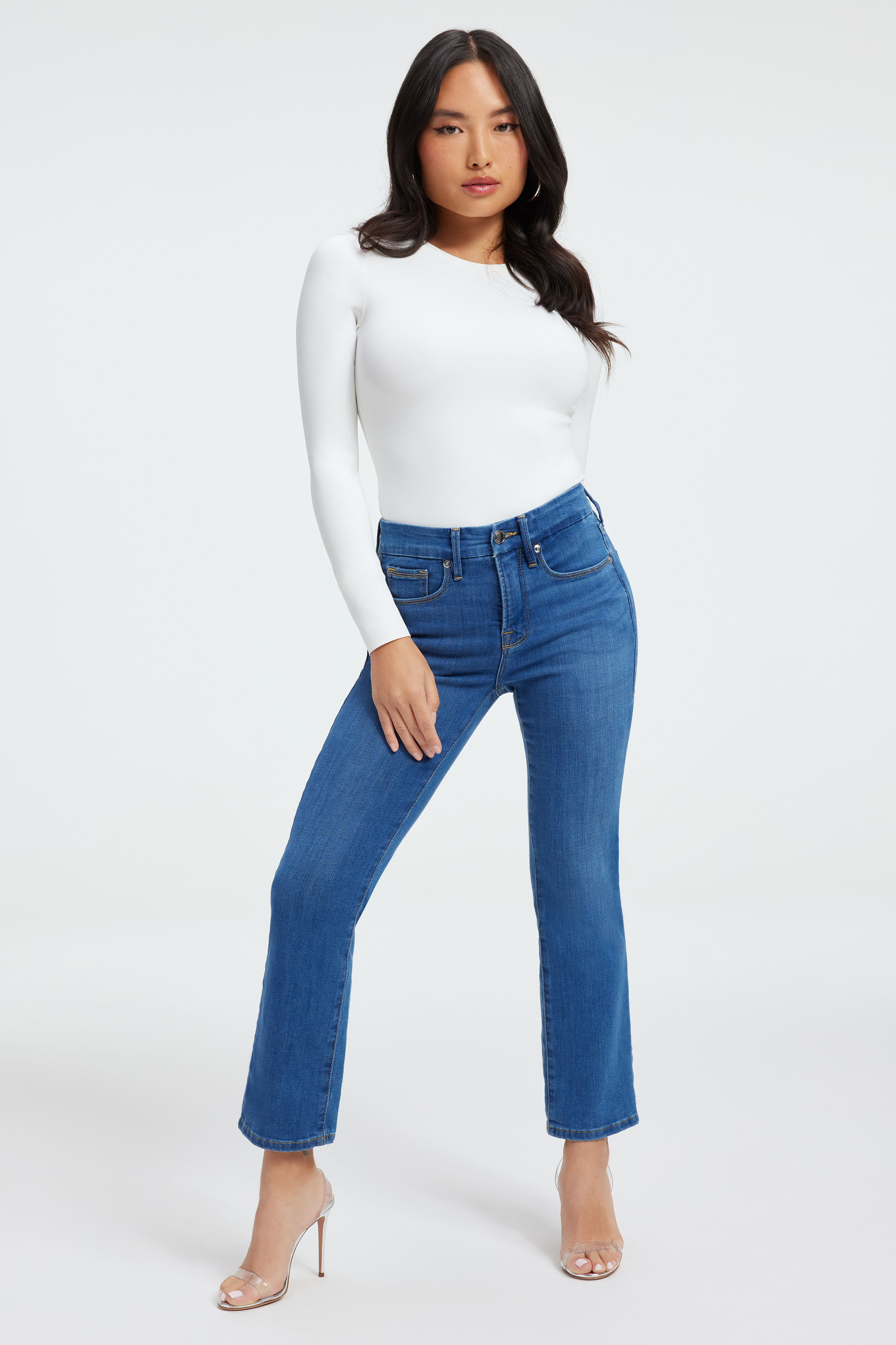 Styled with GOOD PETITE STRAIGHT JEANS | BLUE007