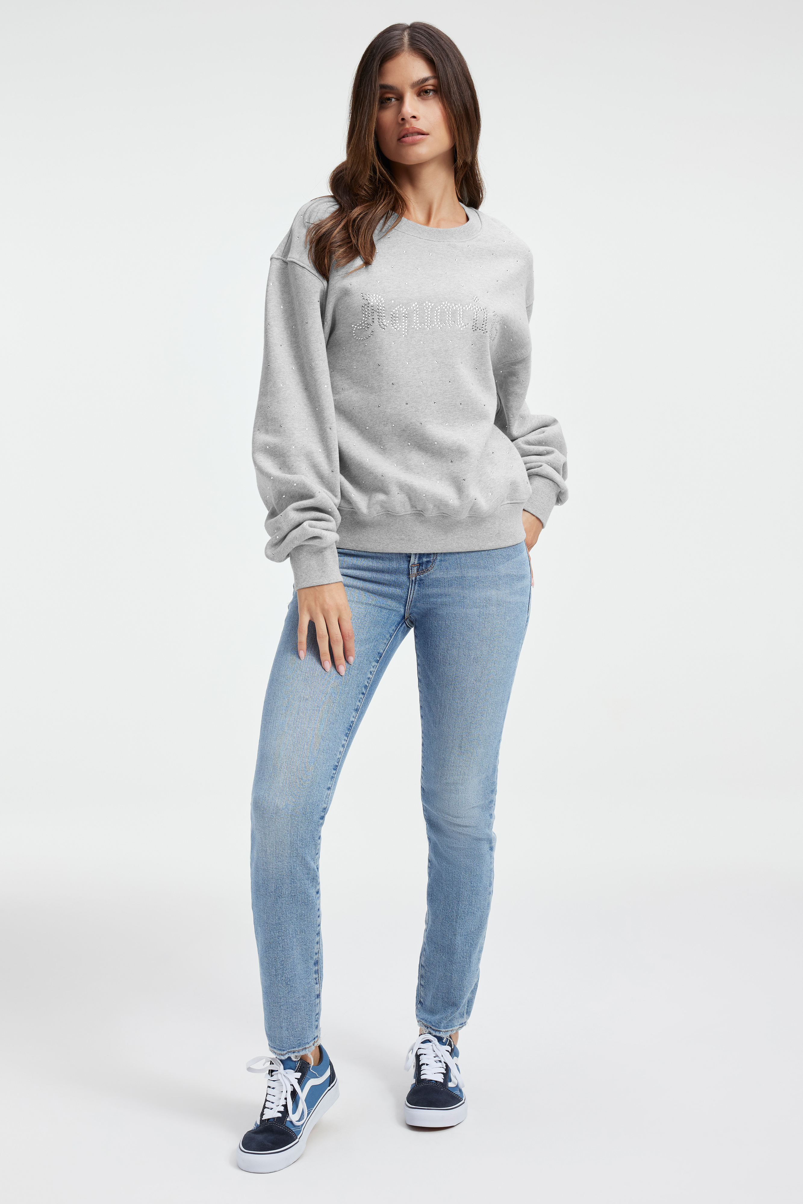 AQUARIUS BOYFRIEND SWEATSHIRT in AQUARIUS styled with our AQUARIUS BOYFRIEND SWEATSHIRT in AQUARIUS, or DIAMOND WIDE SWEATPANTS in BLACK001