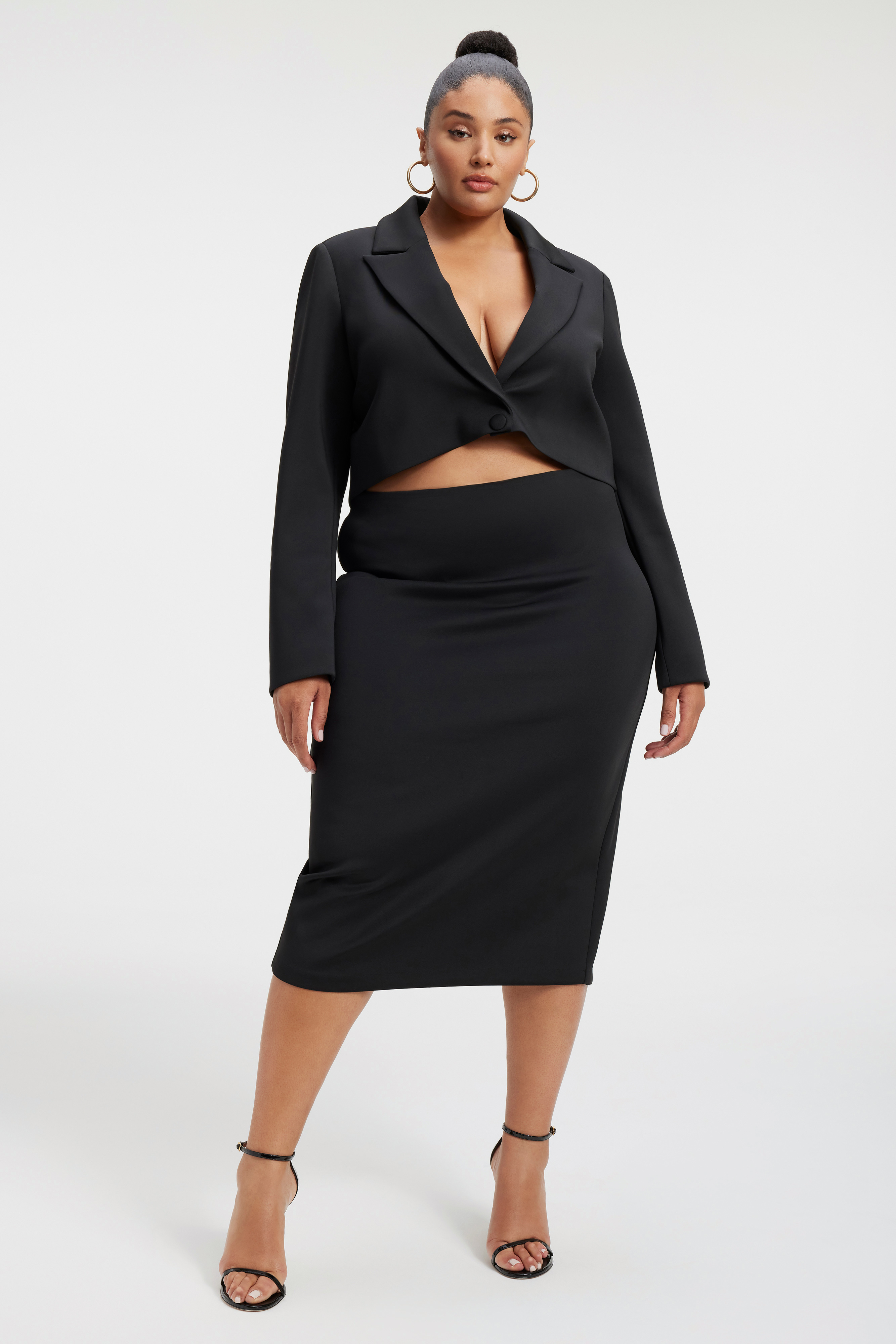Styled with SHINY SCUBA PENCIL SKIRT | BLACK001