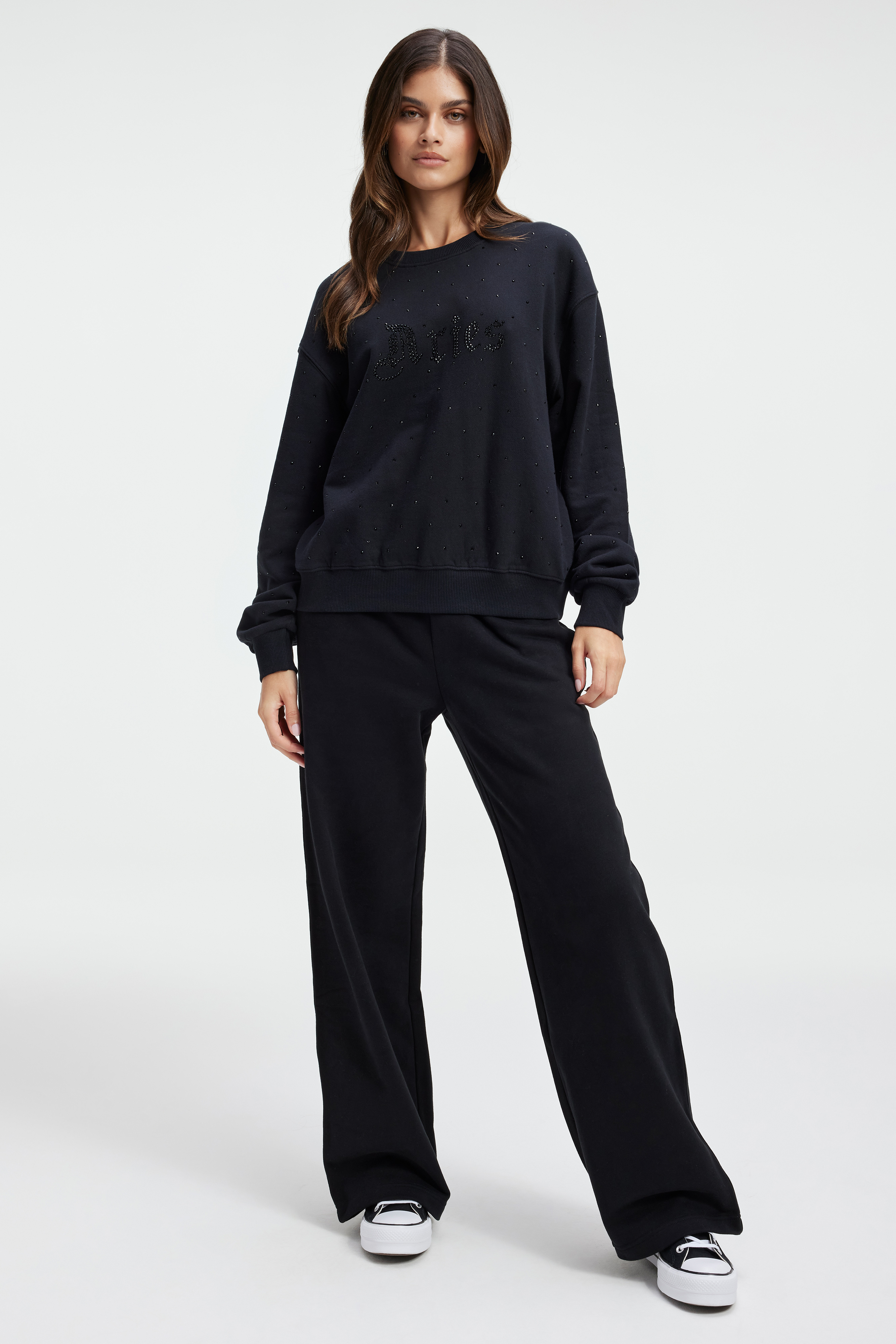 ARIES BOYFRIEND SWEATSHIRT in ARIES styled with our DIAMOND WIDE SWEATPANTS in BLACK001, ARIES BOYFRIEND SWEATSHIRT in ARIES, or DIAMOND WIDE SWEATPANTS in HEATHER GREY001