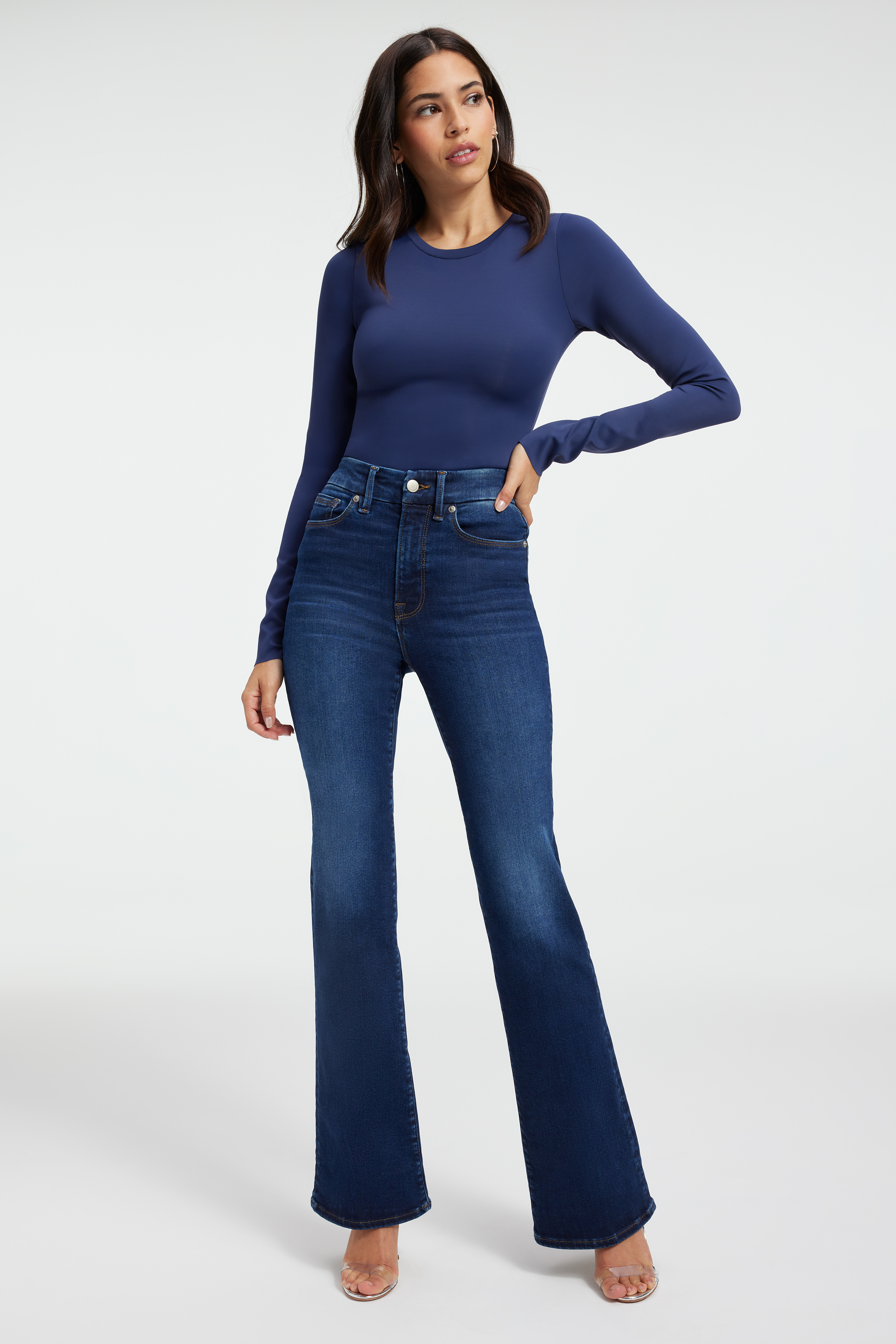 Styled with ALWAYS FITS GOOD CLASSIC SLIM BOOTCUT JEANS | INDIGO446