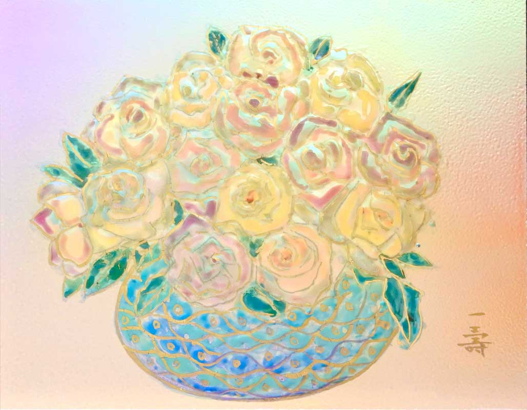 陶彩画_自在作品_輝く花_全体