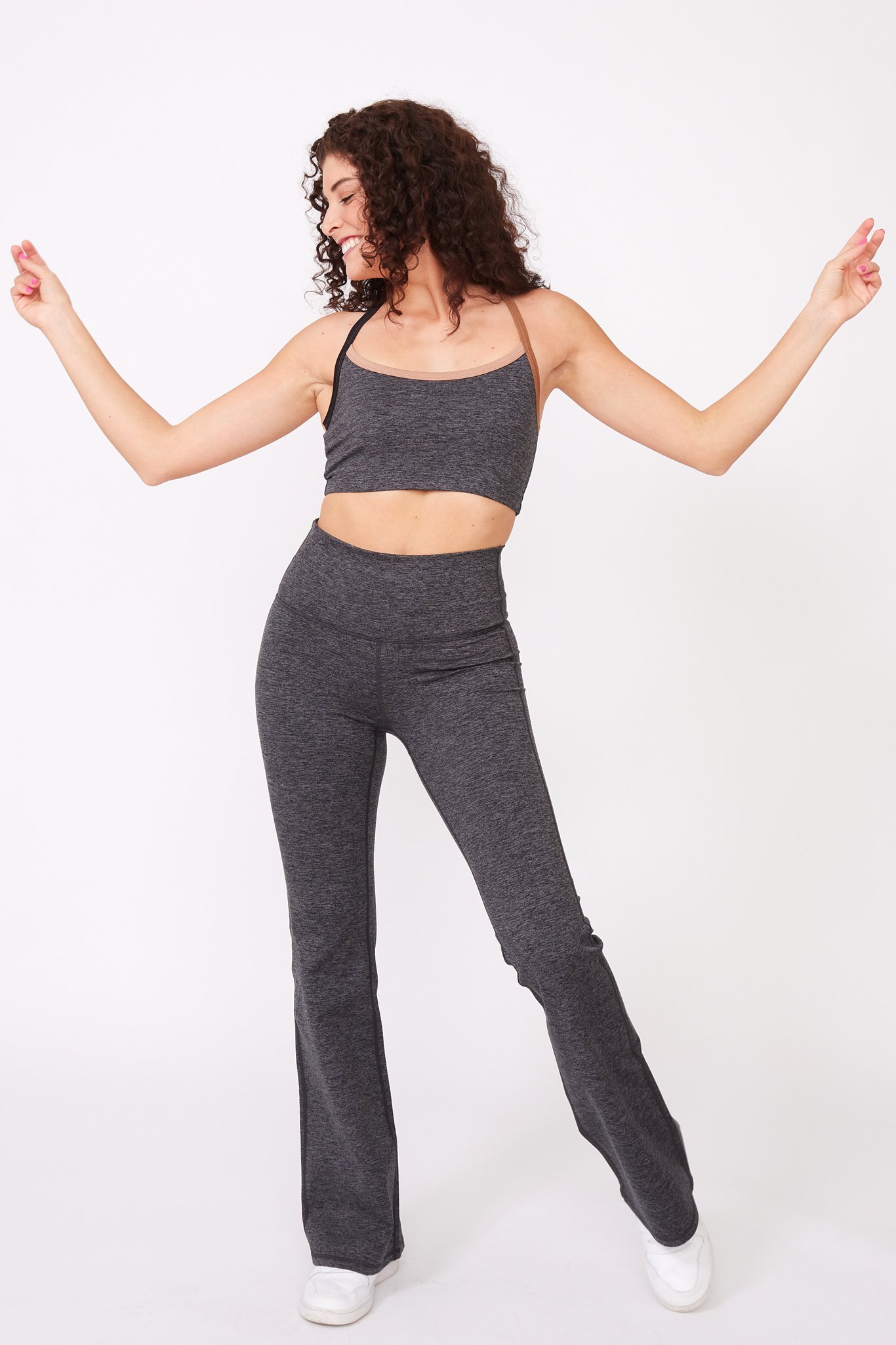 TLC Flare Leggings in Dark Heathered Gray –