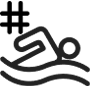 Swimmer and a number symbol representing stroke count