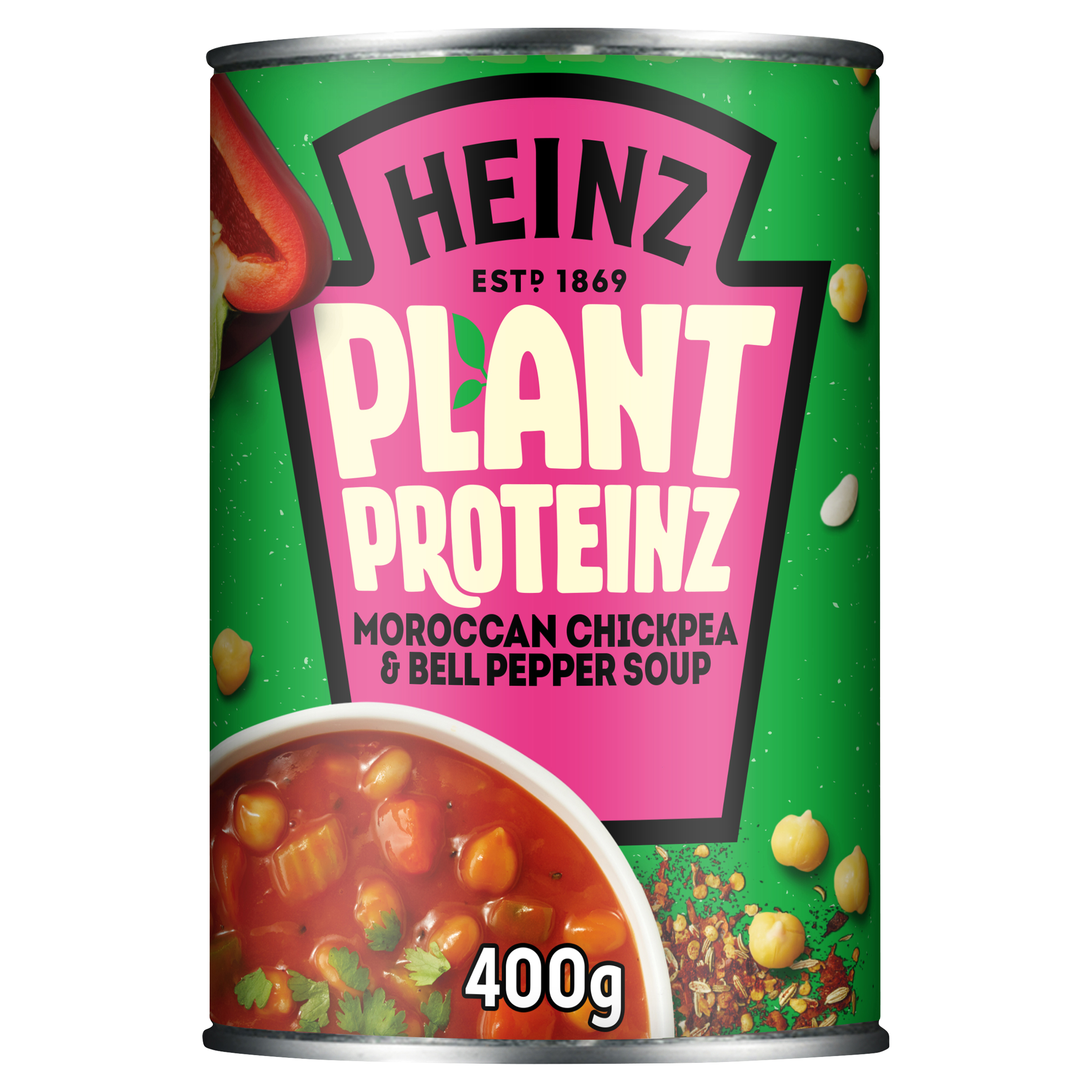Photograph of Heinz Plant Proteinz Moroccan Chickpea Soup 400g product