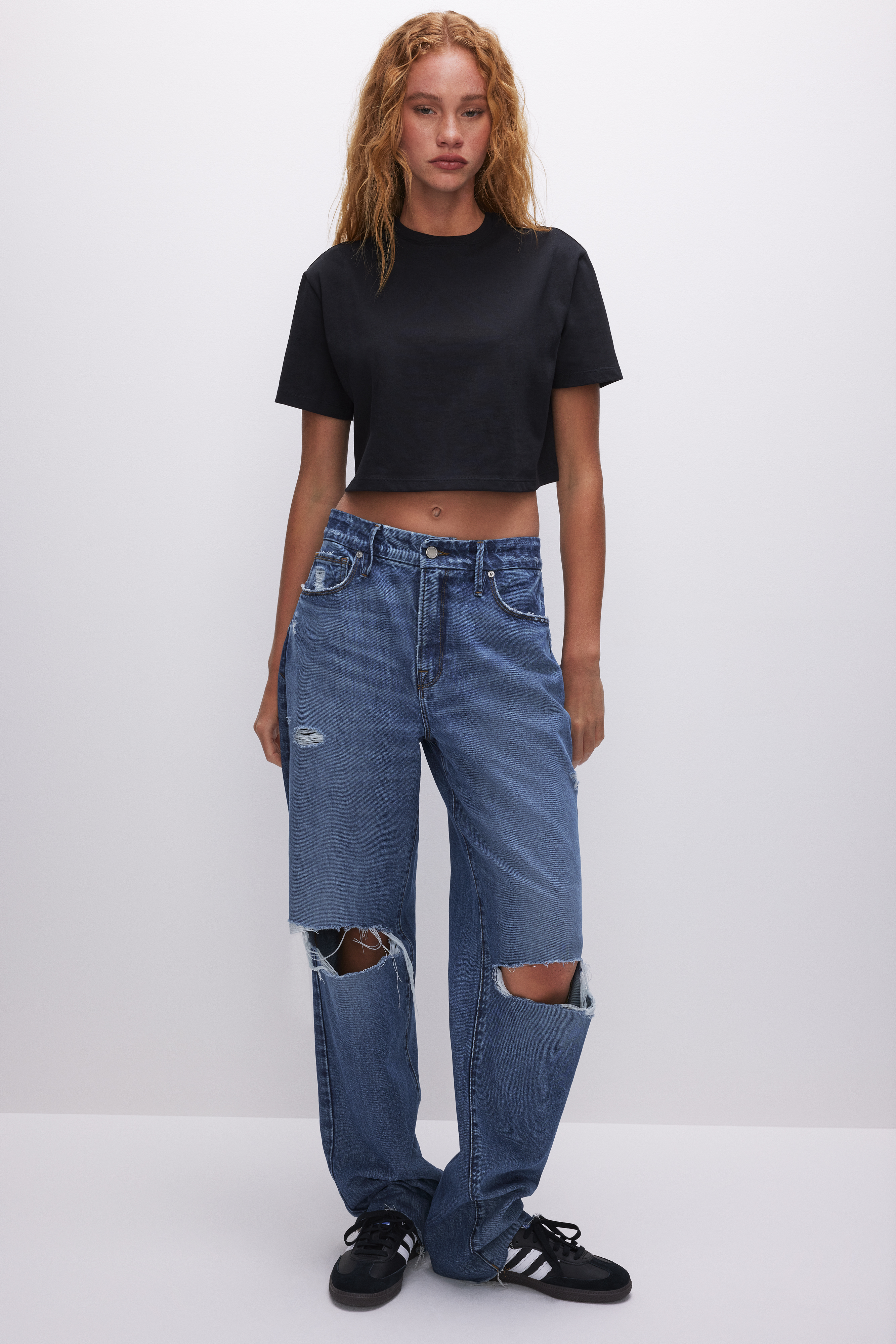 Styled with COTTON CROPPED TEE | BLACK001