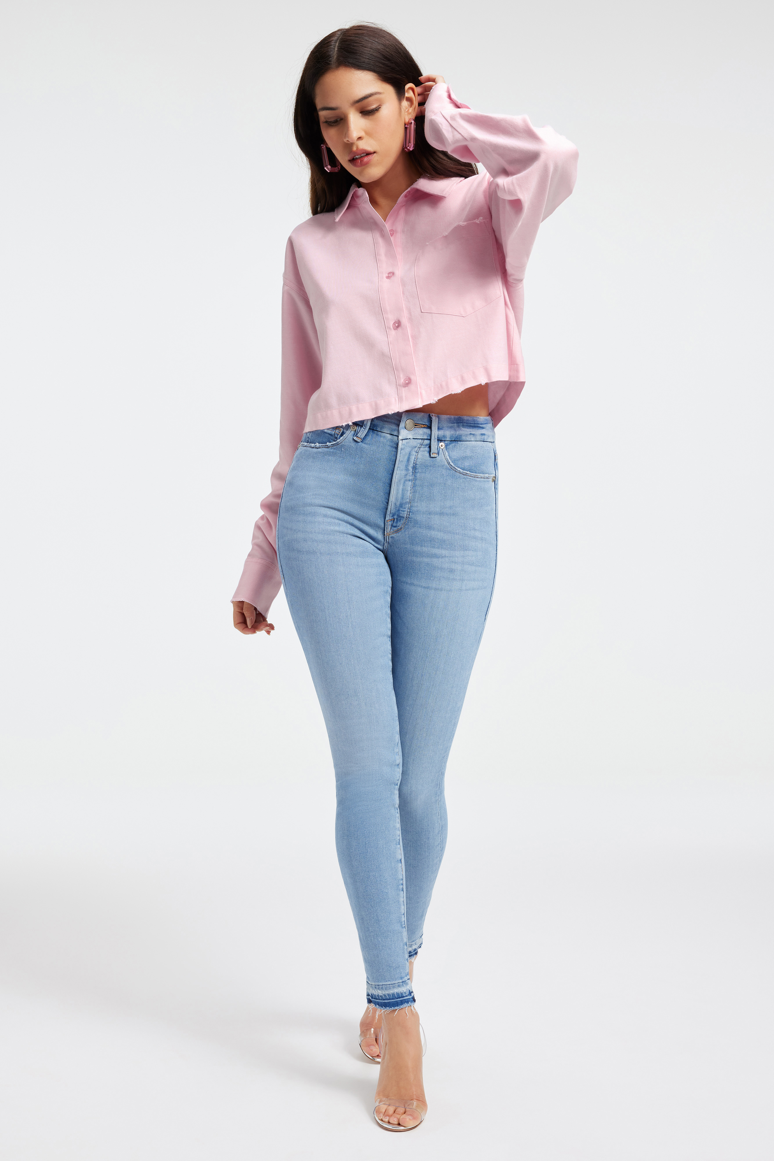Styled with DISTRESSED OXFORD CROPPED SHIRT | ROSEQUARTZ001