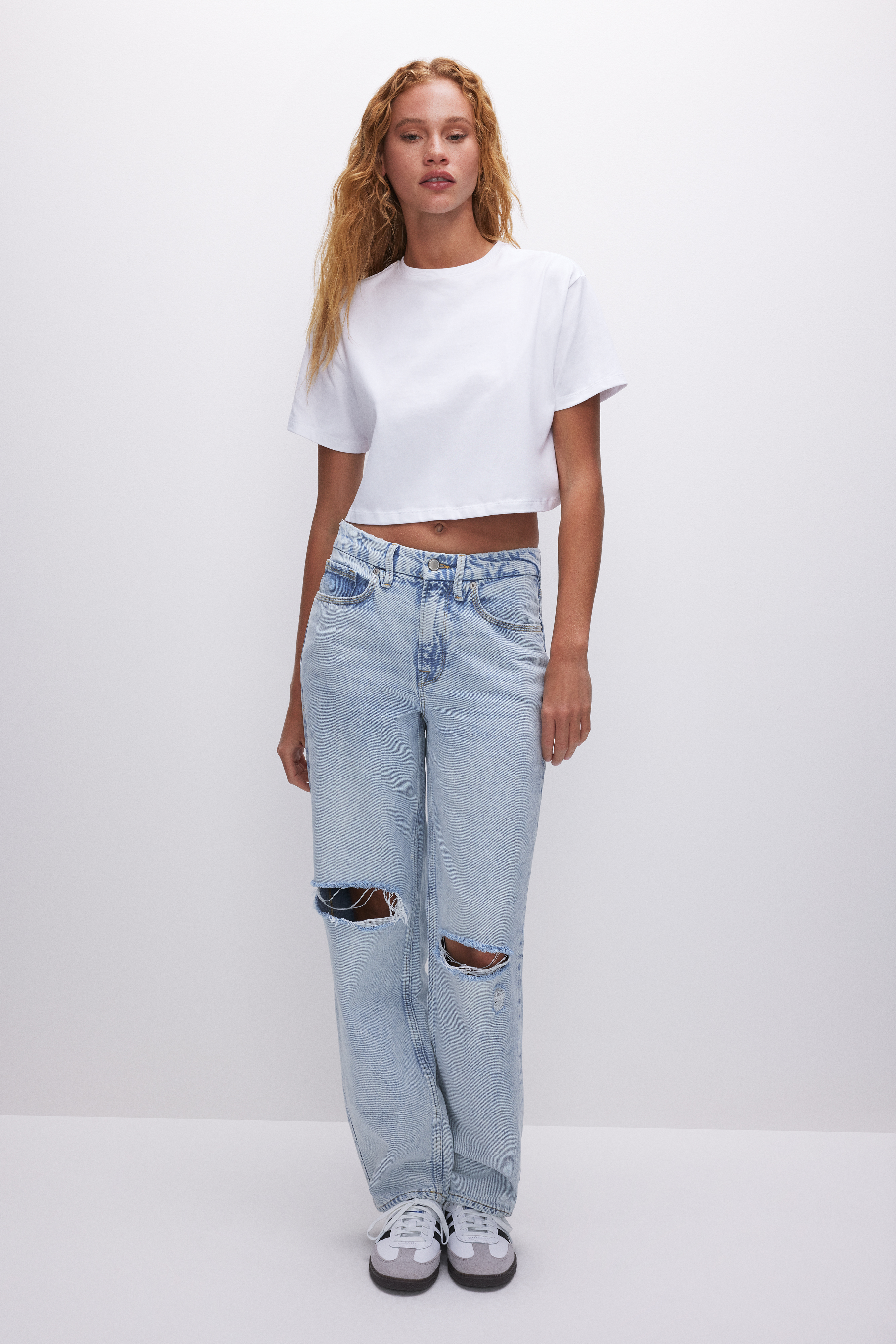 Styled with COTTON CROPPED TEE | WHITE001