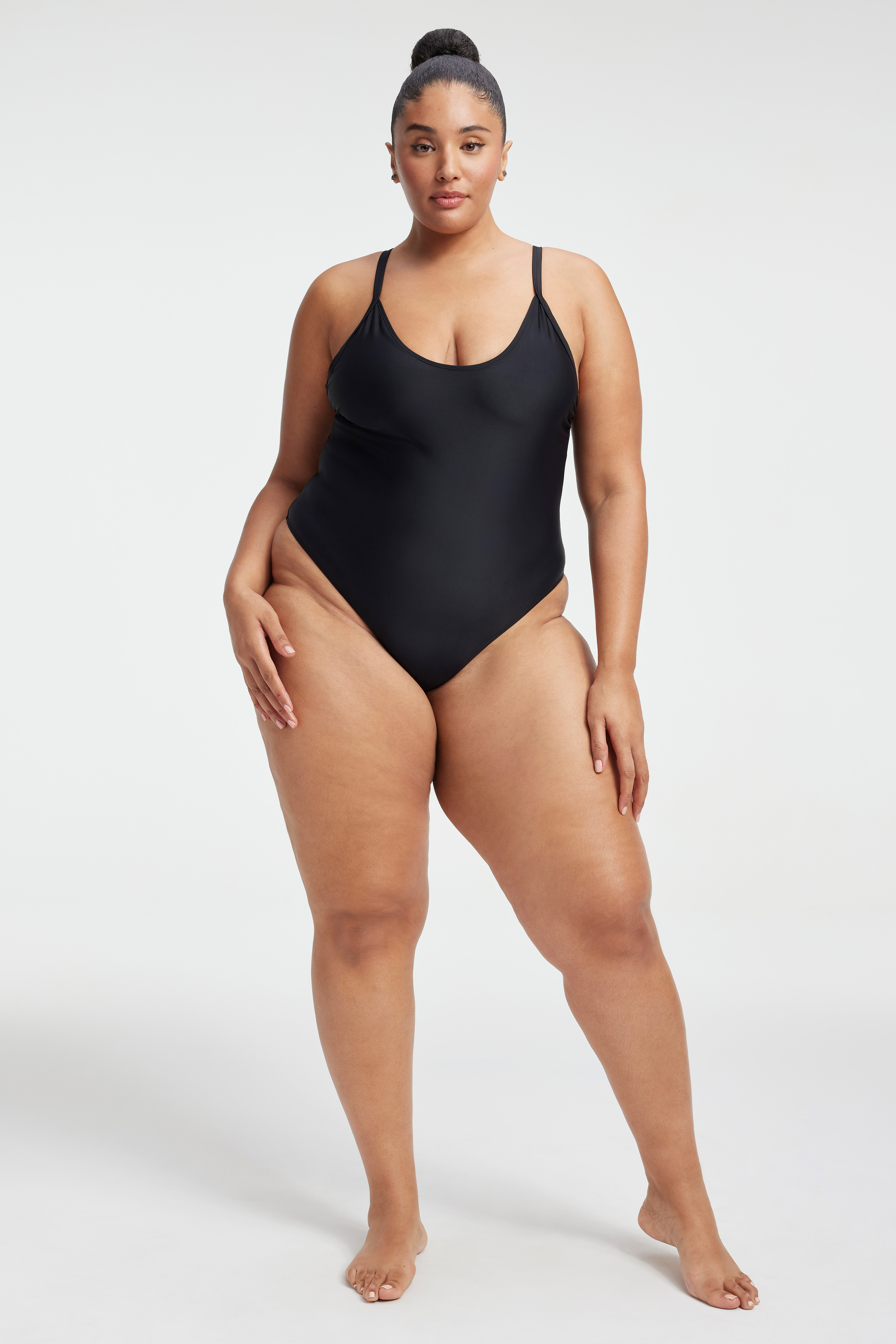 ALWAYS SUNNY ONE-PIECE SWIMSUIT in BLACK001 styled with our LEG DAZE SARONG in BLACK001, MESH TWIST MAXI SARONG in BLACK001, or LEG DAZE SARONG in LEOPARD004