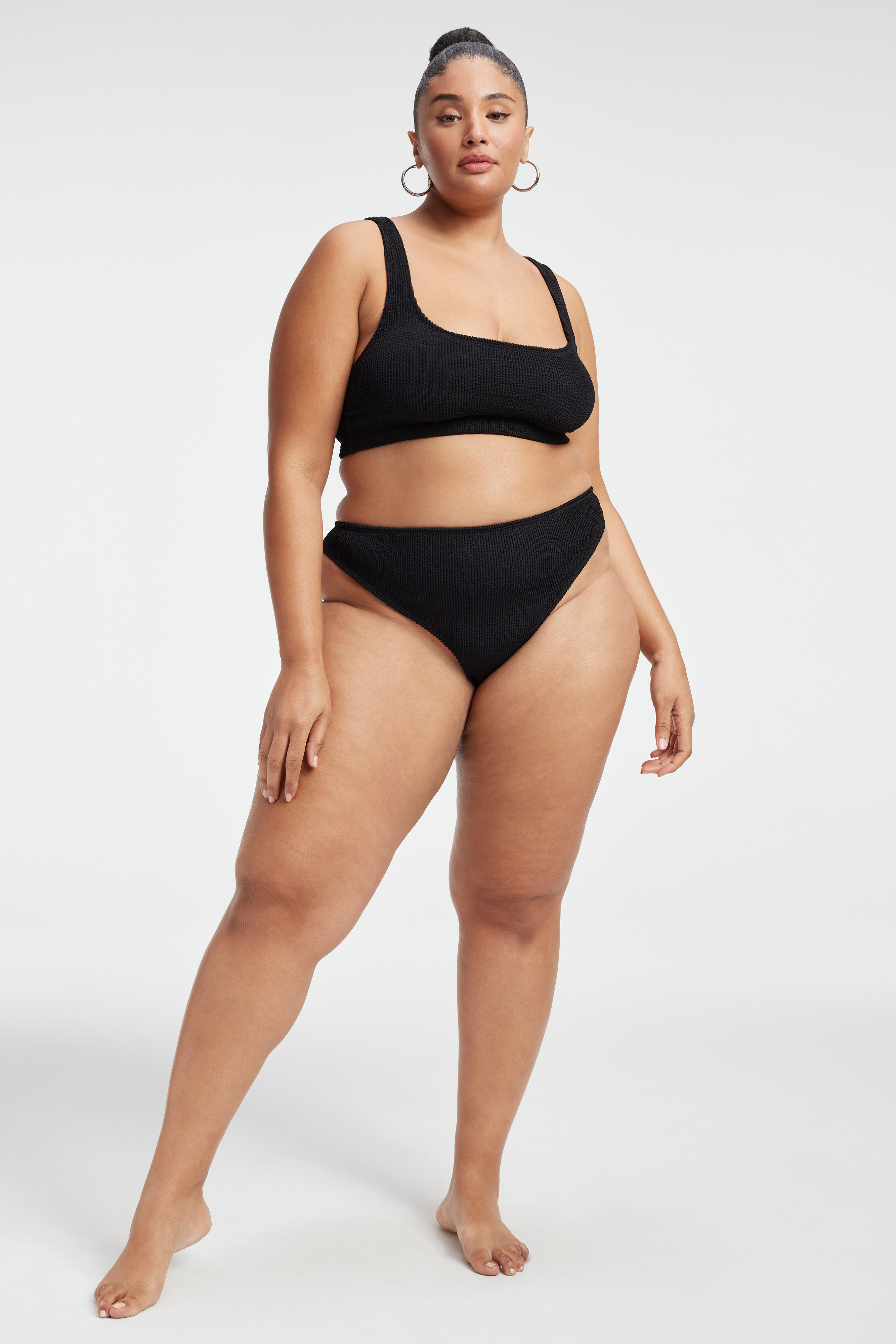 ALWAYS FITS SCOOP TOP in BLACK001 styled with our BETTER BIKINI BOTTOM in BLACK001, ALWAYS FITS TINY TIES BIKINI BOTTOM in BLACK001, or ALWAYS BETTER BIKINI CHEEKY in BLACK001