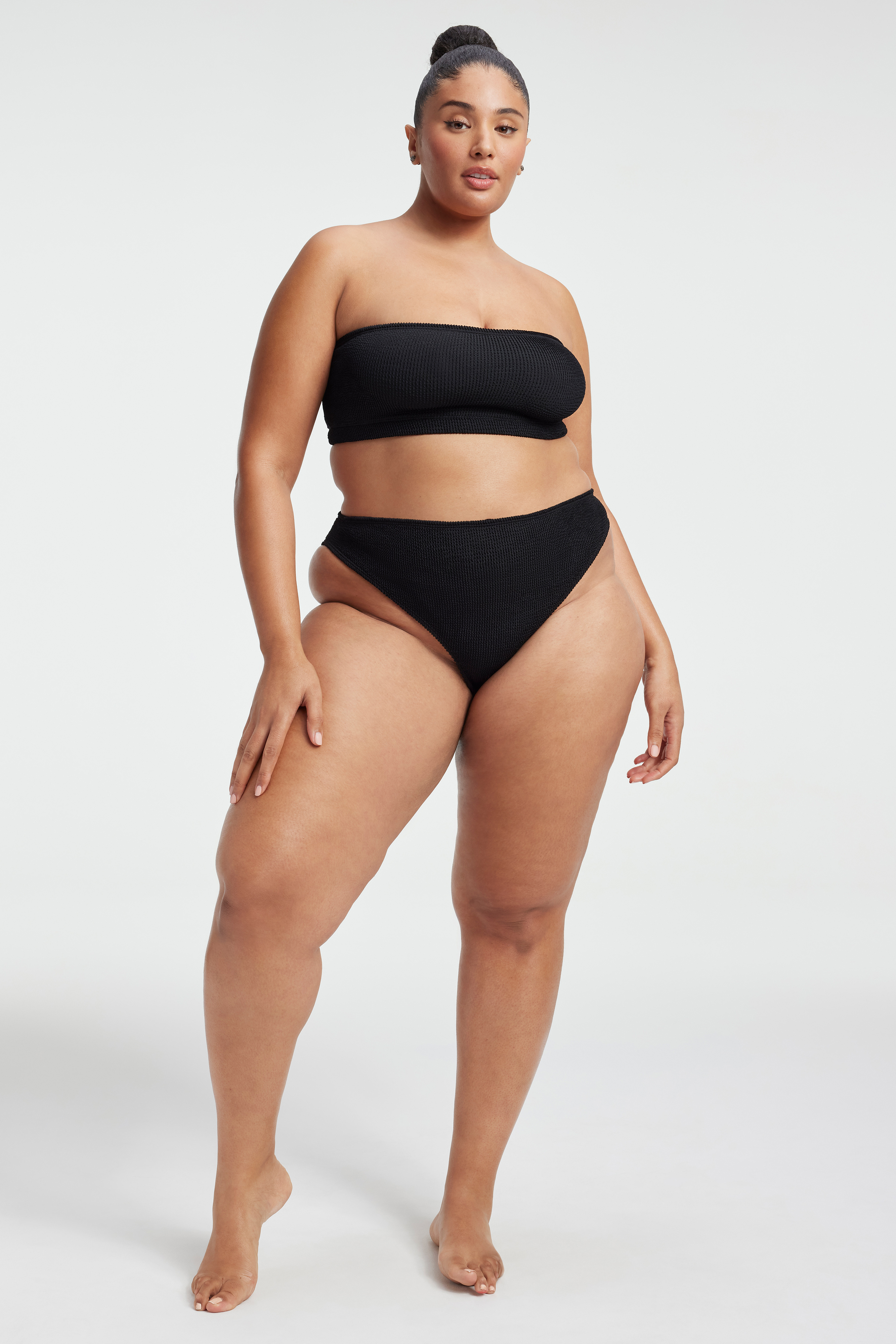 ALWAYS FITS BETTER BIKINI BAND BIKINI TOP in BLACK001 styled with our ALWAYS BETTER BIKINI CHEEKY in BLACK001, BETTER BIKINI BOTTOM in BLACK001, or ALWAYS FITS MINI SKIRT in BLACK001