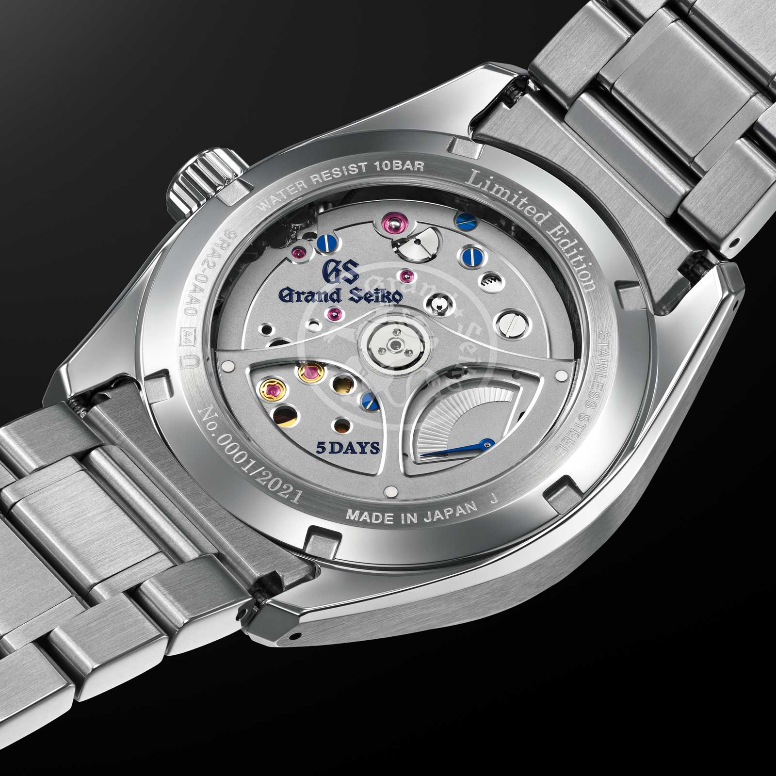 Grand Seiko Spring Drive 5 Days 9RA2 Caliber with power reserve indicator on the movement side of the watch.