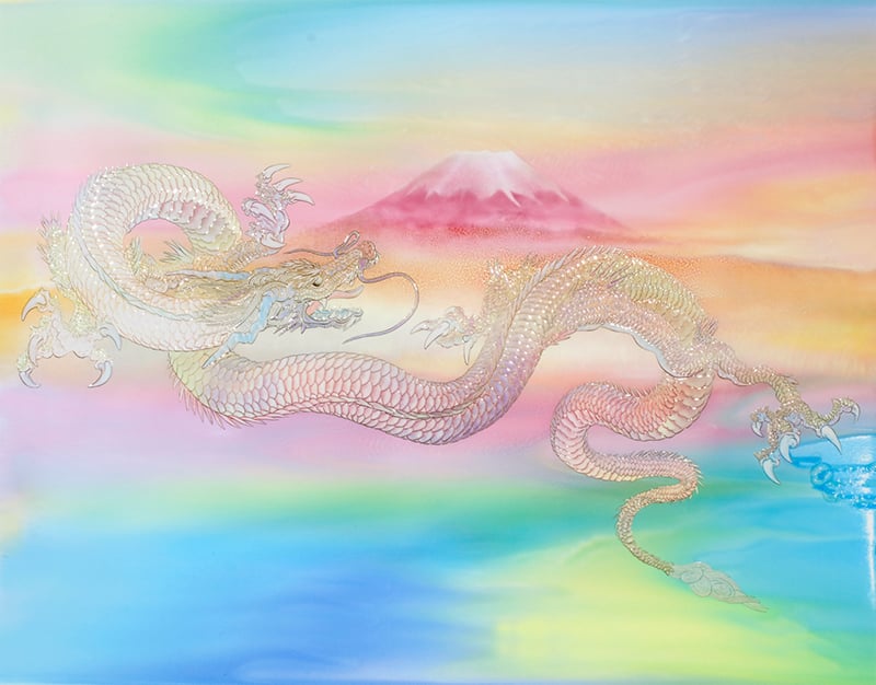 エンボスリトグラフ_富士越えの龍_全体