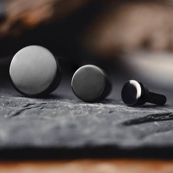 Black Steel Single Flare Plug, Gauge, Stretching Kit - Custom Plugs