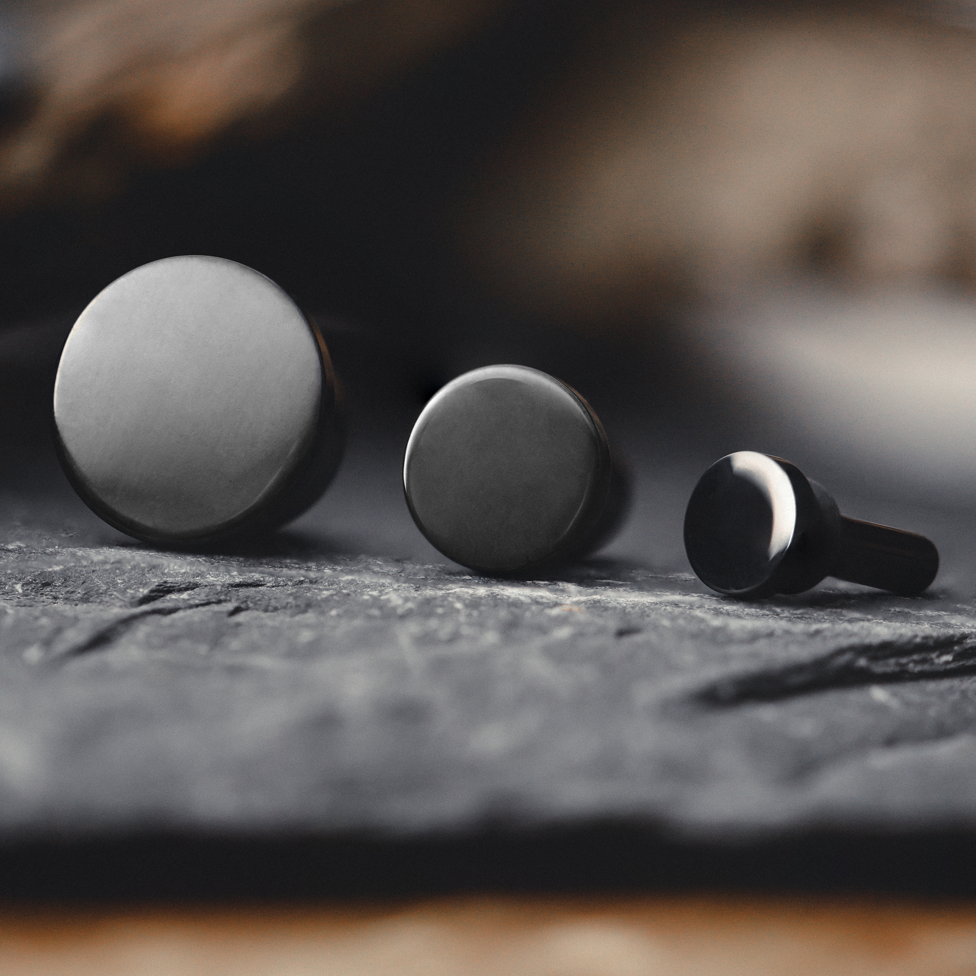 Black Steel Single Flare Plug, Gauge, Stretching Kit - Custom Plugs