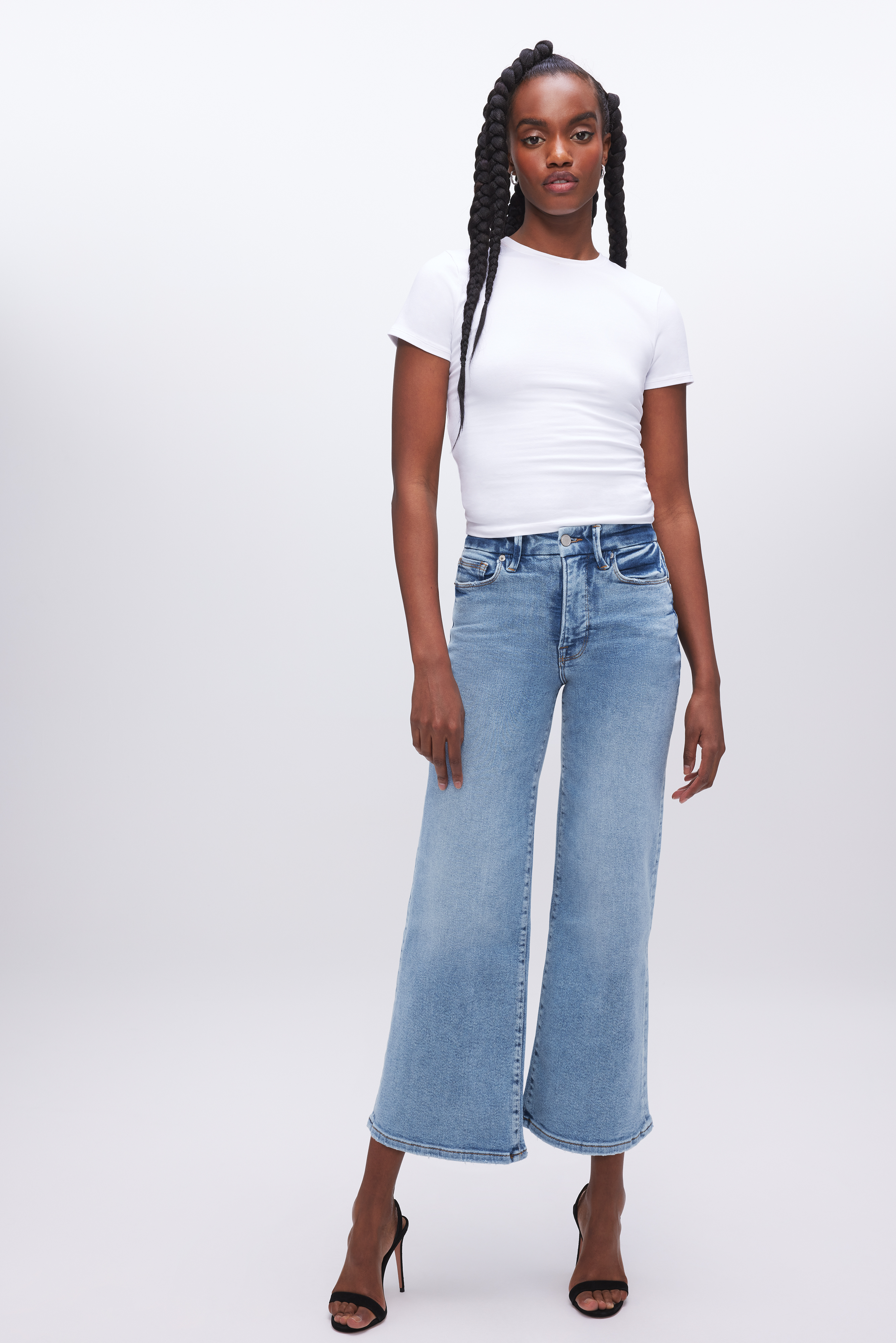 Styled with GOOD WAIST PALAZZO CROPPED JEANS | INDIGO479